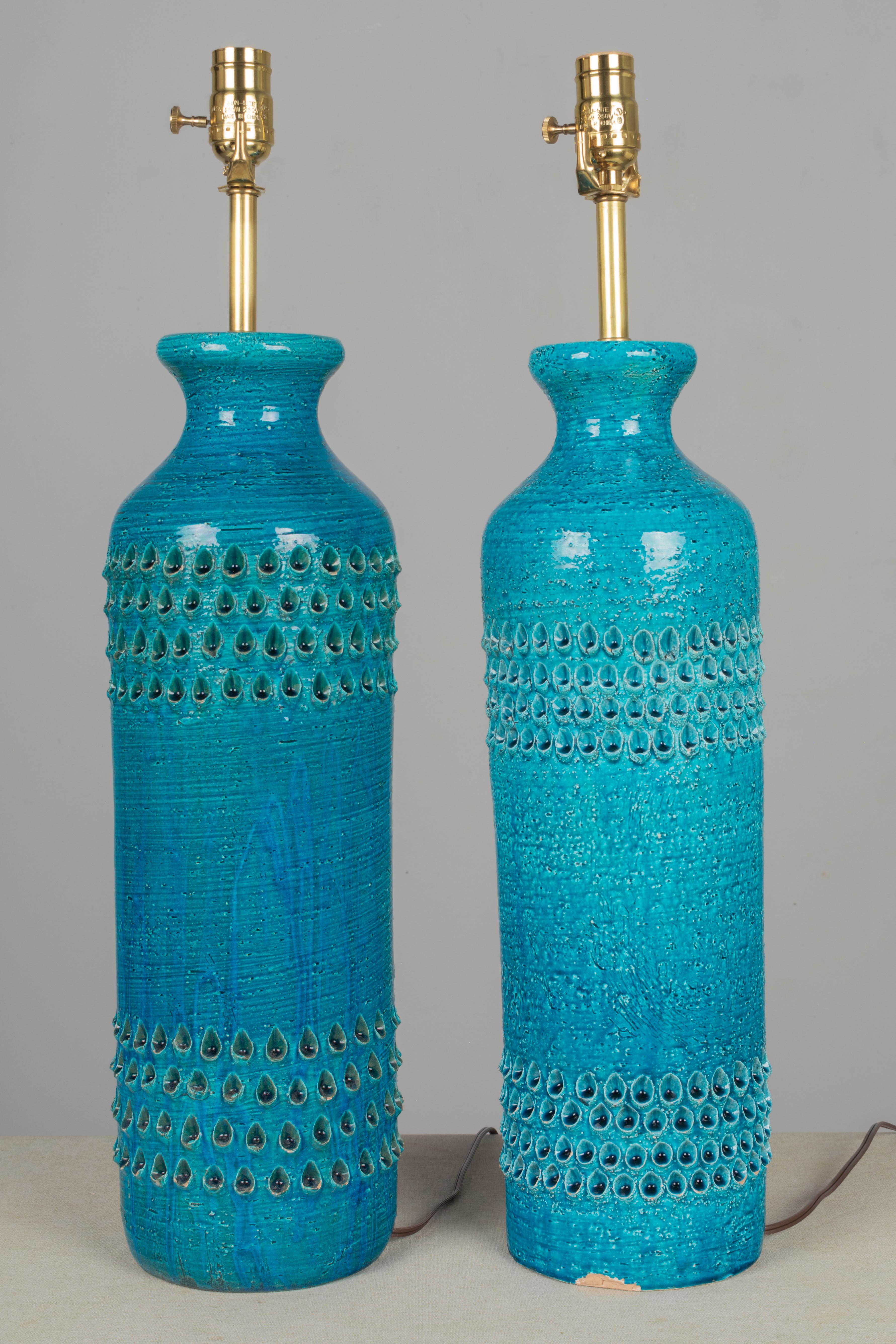 Ceramic Bistossi Aldo Londi Pottery Lamps, Pair