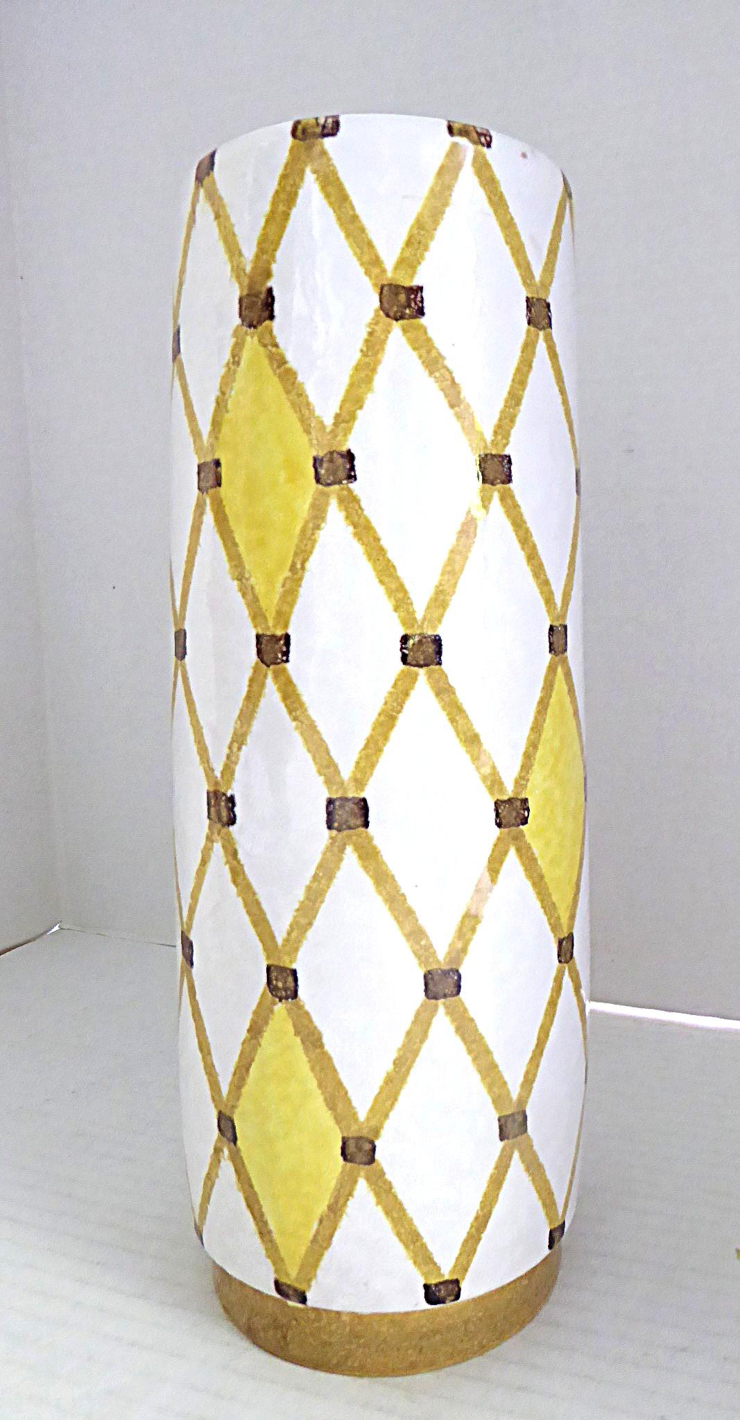 Bistossi Zylindrische Vase aus Keramik Spalier Design Italien 1960er Jahre attrib. A. Londi (Moderne der Mitte des Jahrhunderts) im Angebot