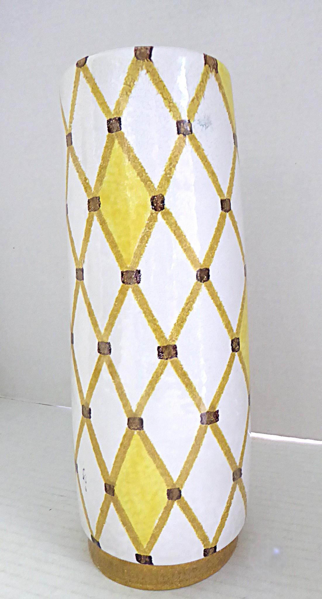 Bistossi Zylindrische Vase aus Keramik Spalier Design Italien 1960er Jahre attrib. A. Londi (Italienisch) im Angebot