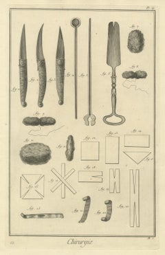 Bistouries, Lint and Compresses, Diderot Chirurgie Plate II, circa 1772