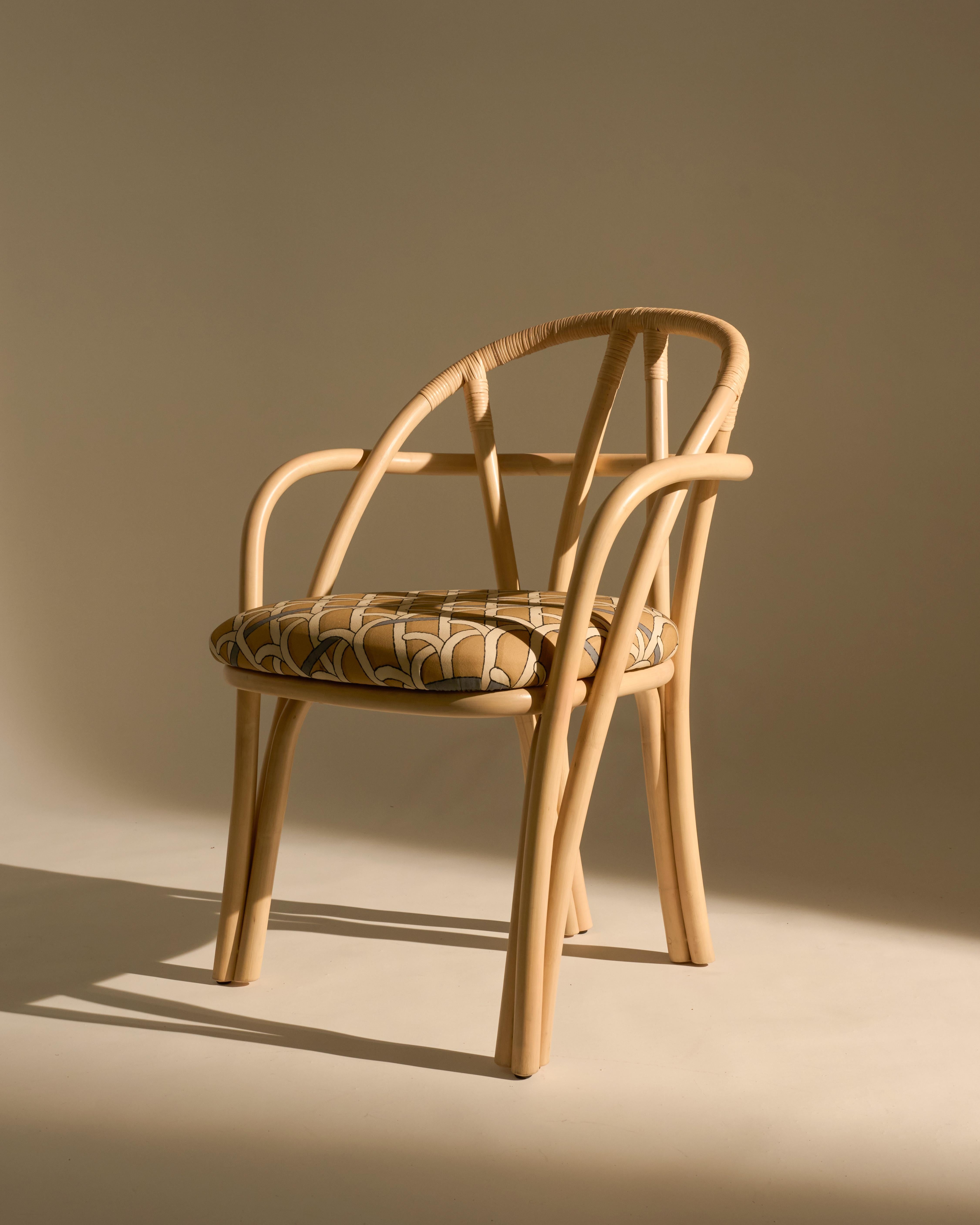 Sillón de comedor Bistra de ratán lacado natural by AMDL Circle for GUBI Italiano en venta
