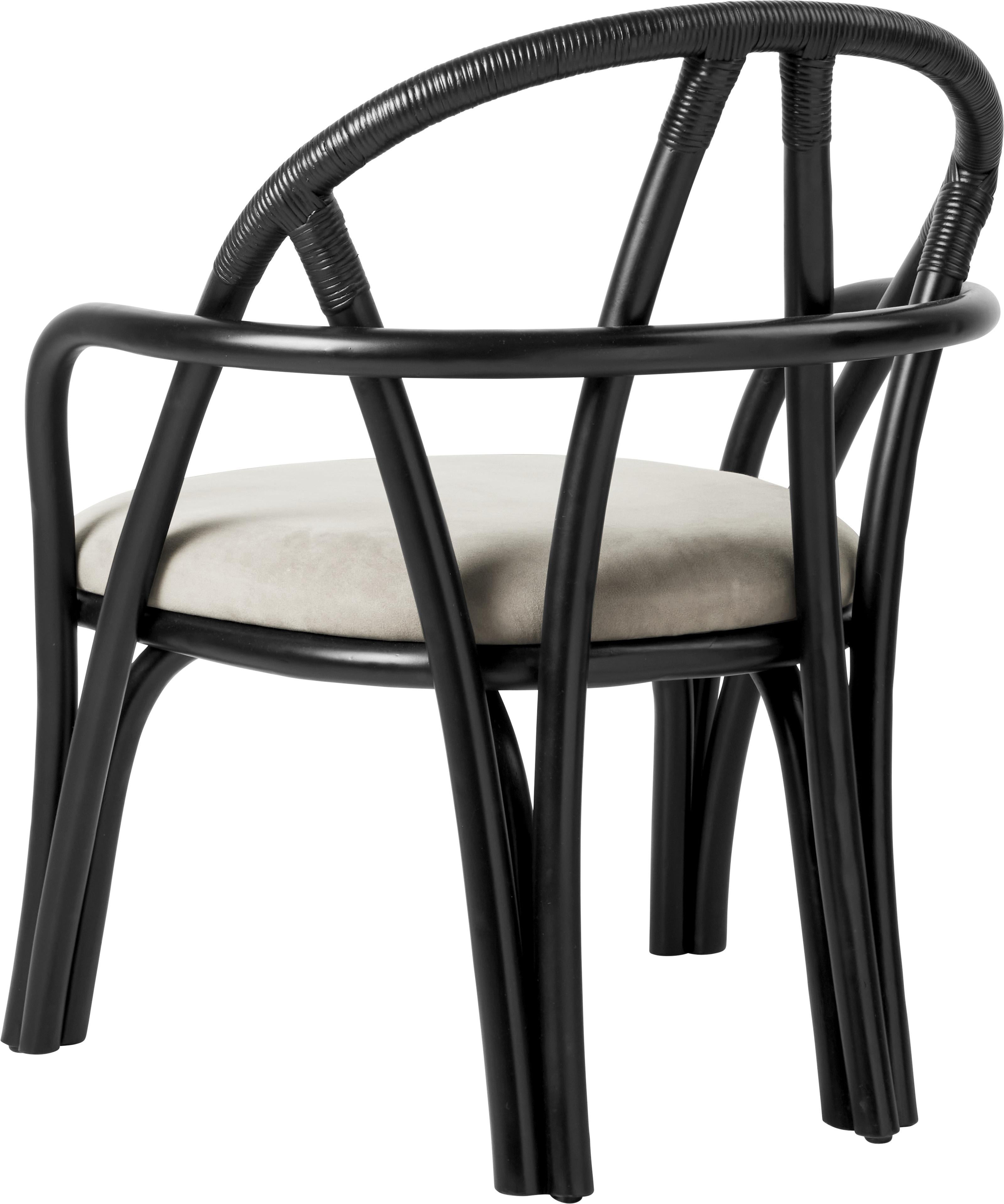 Dipinto Sedia da salotto 'Bistra' in rattan verniciato color ebano di AMDL Circle per Gubi in vendita