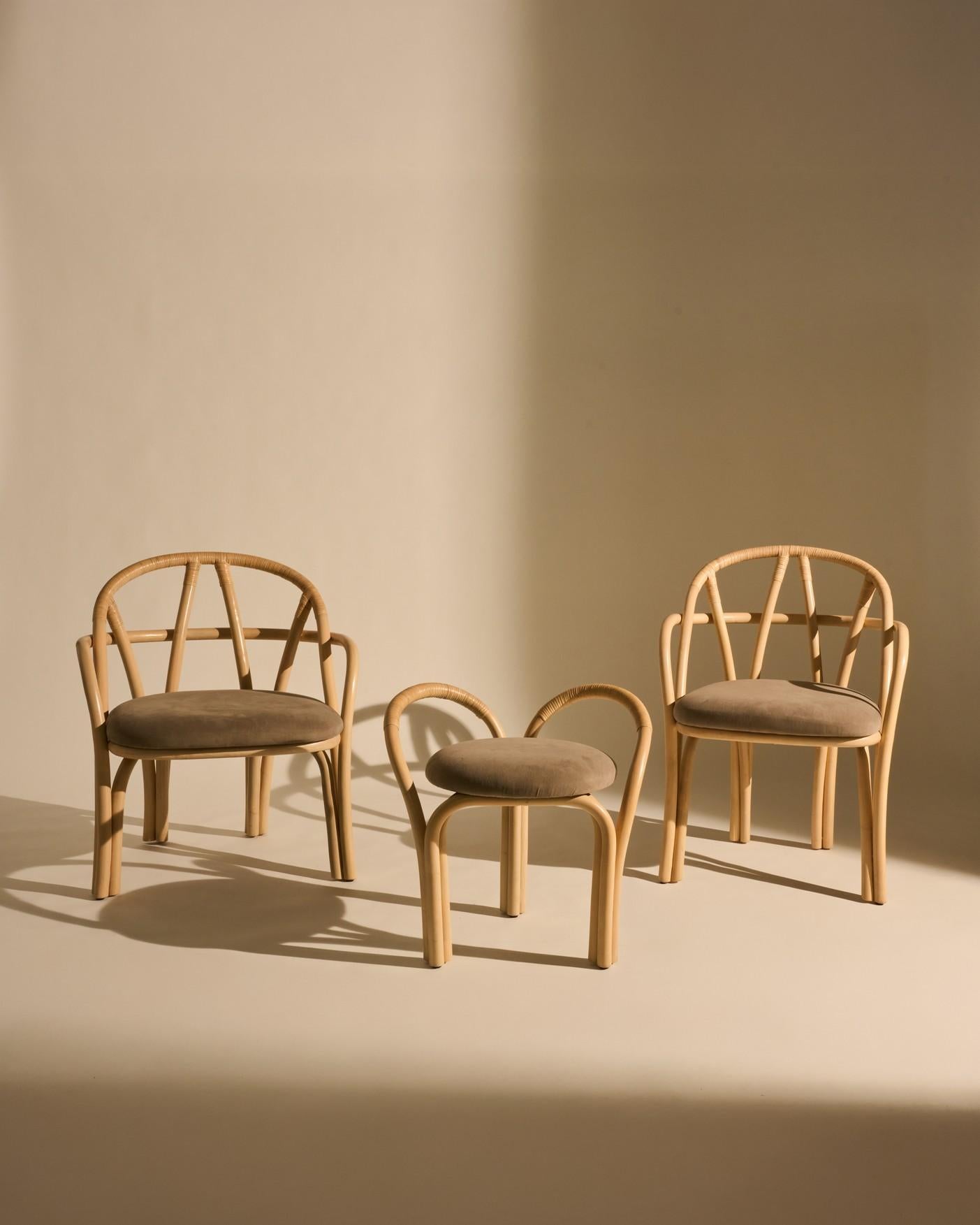 Italiano Sedia da salotto 'Bistra' in rattan laccato naturale di AMDL Circle per Gubi in vendita