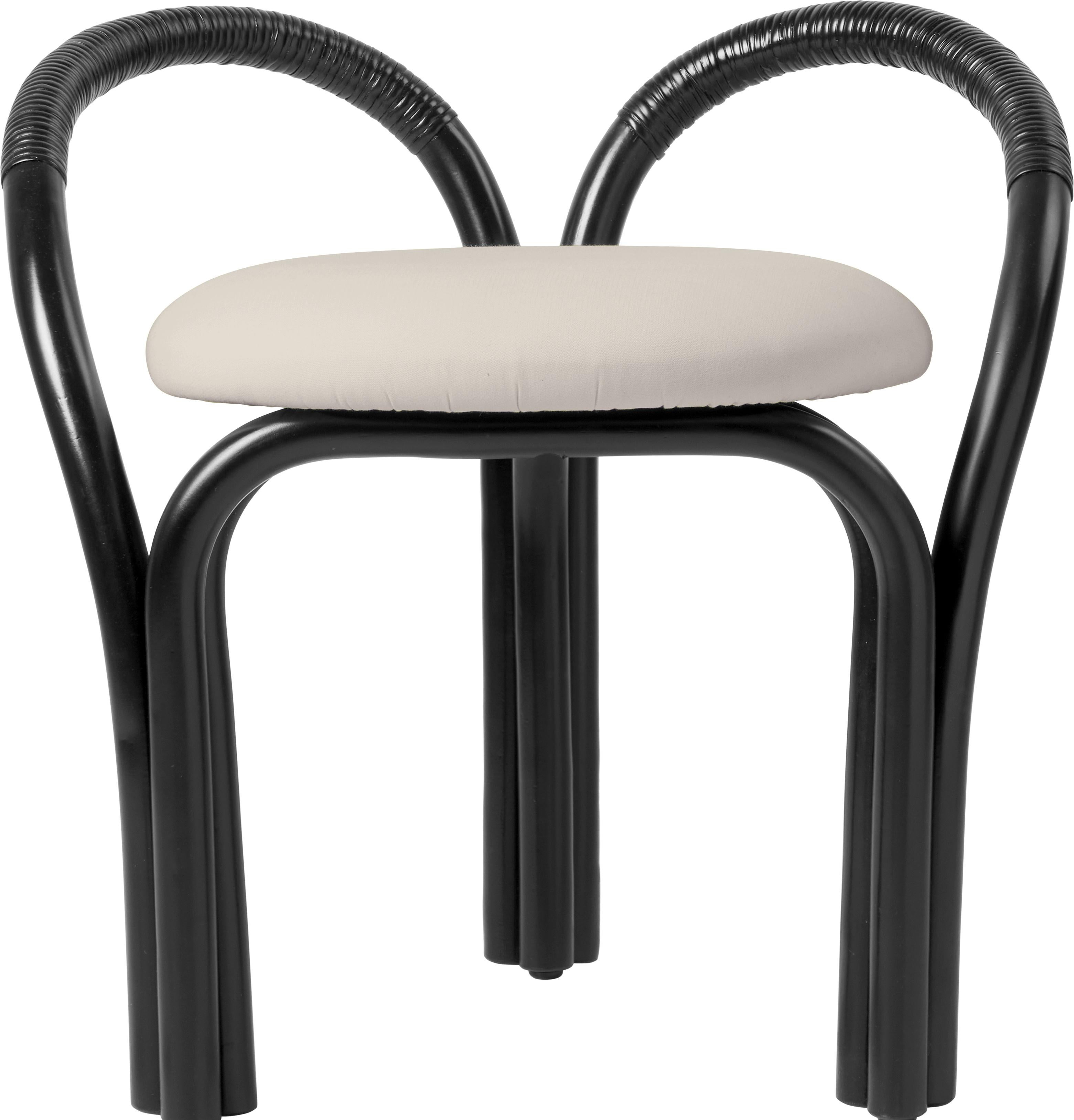 Italian 'Bistra' Stool in Black Painted Rattan by AMDL Circle for GUBI For Sale