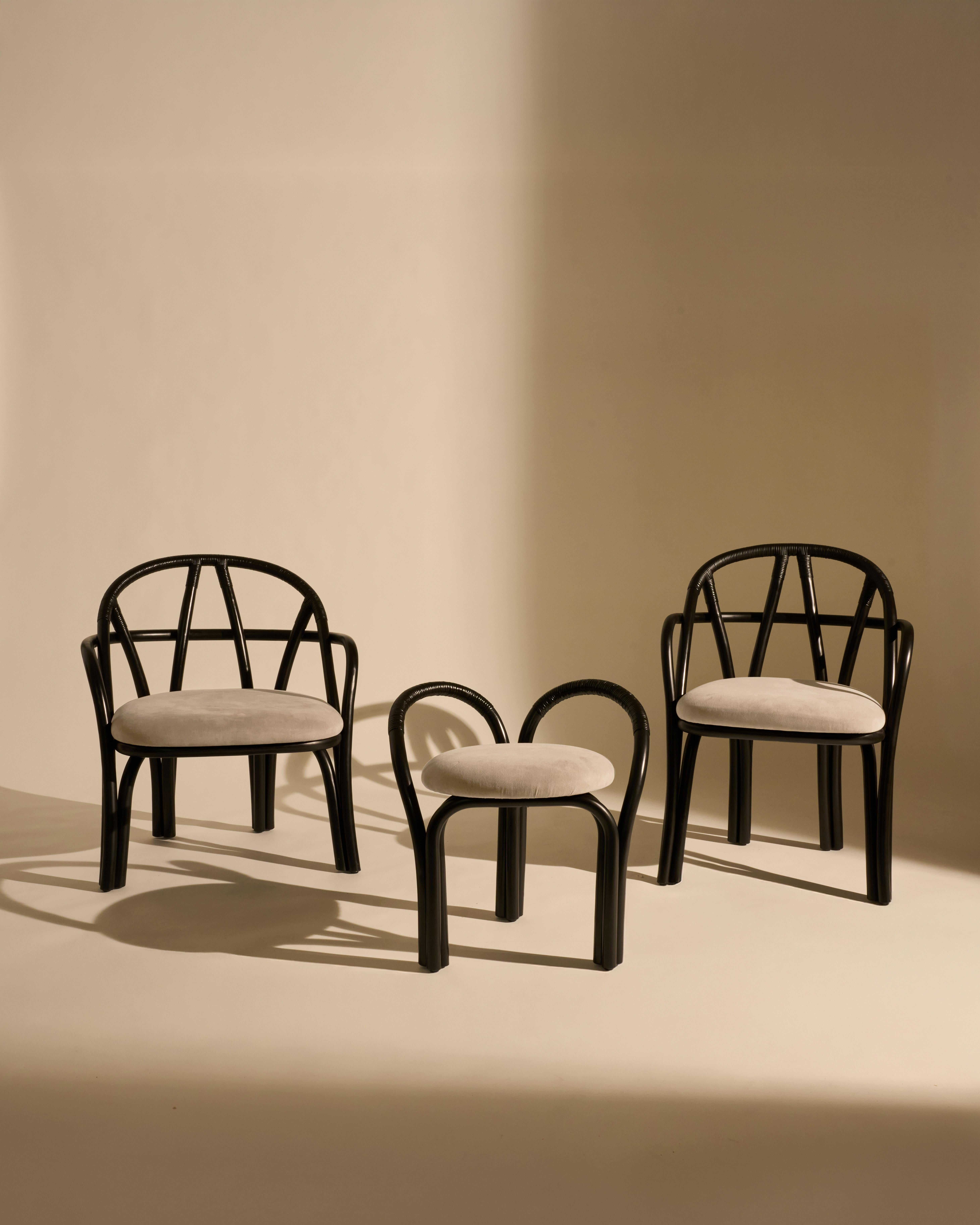 Contemporary 'Bistra' Stool in Black Painted Rattan by AMDL Circle for GUBI For Sale