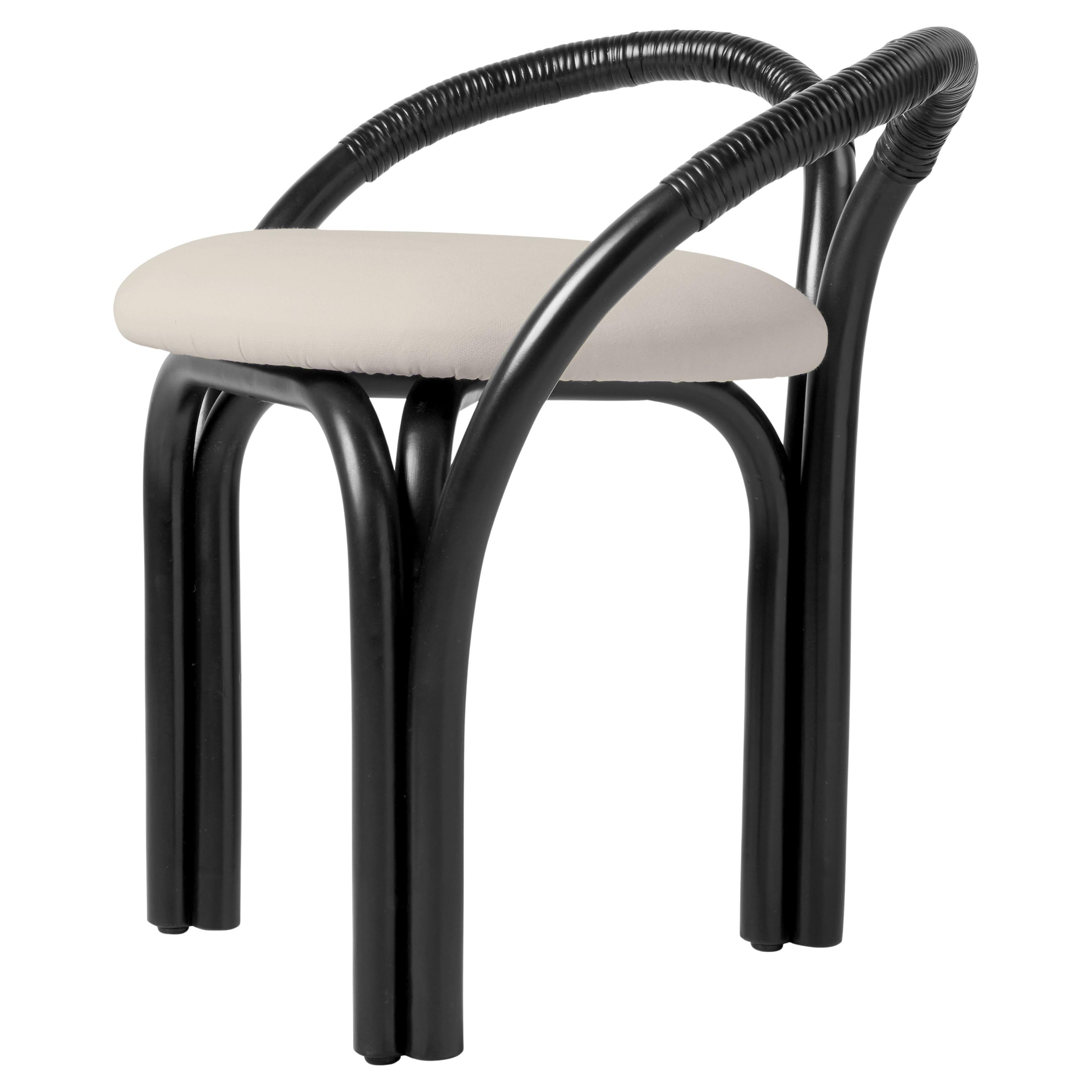 'Bistra' Stool in Black Painted Rattan by AMDL Circle for GUBI For Sale