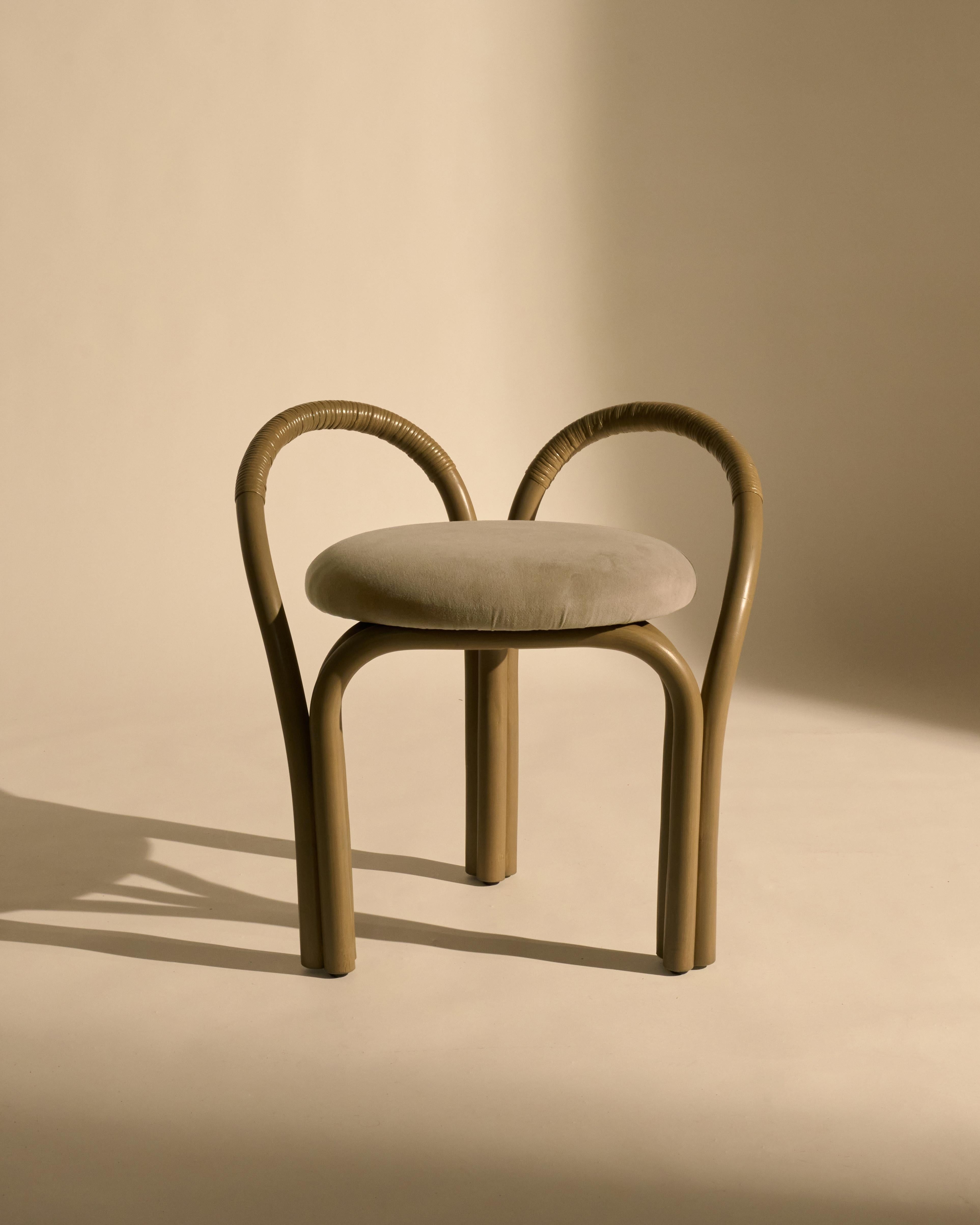 Italian 'Bistra' Stool in Olive Stained Rattan by AMDL Circle for GUBI For Sale