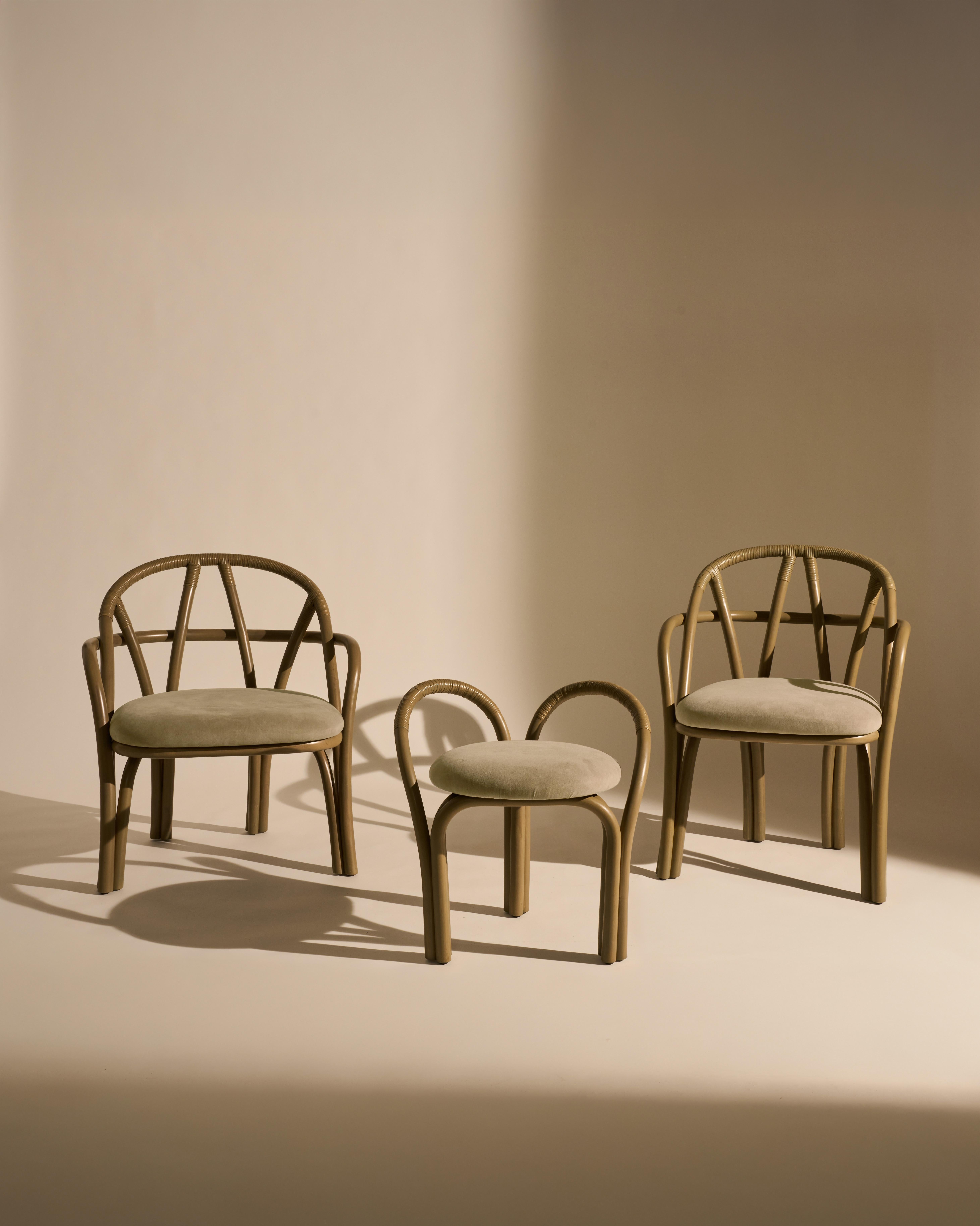 Upholstery 'Bistra' Stool in Olive Stained Rattan by AMDL Circle for GUBI For Sale