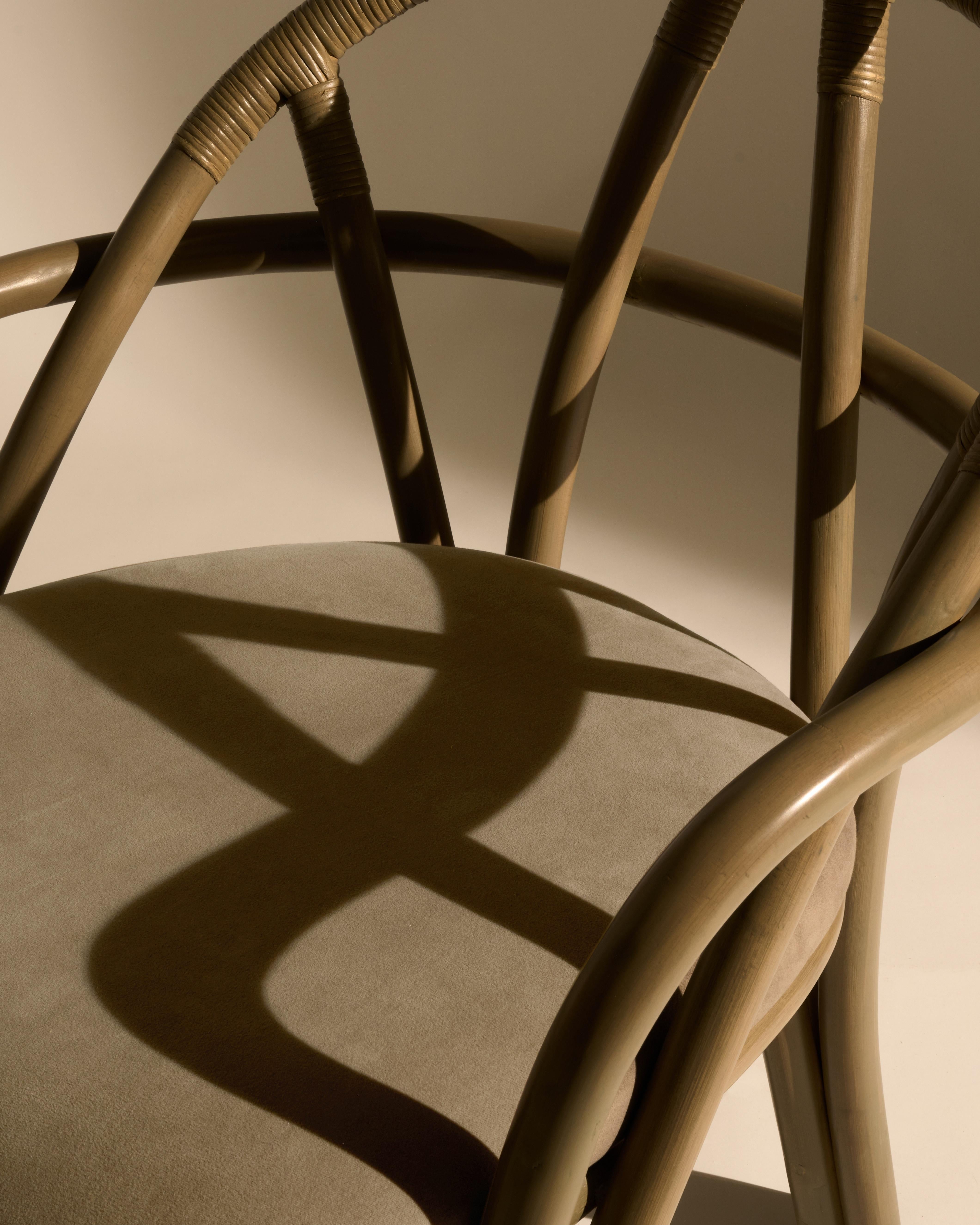 'Bistra' Stool in Olive Stained Rattan by AMDL Circle for GUBI In New Condition For Sale In Glendale, CA