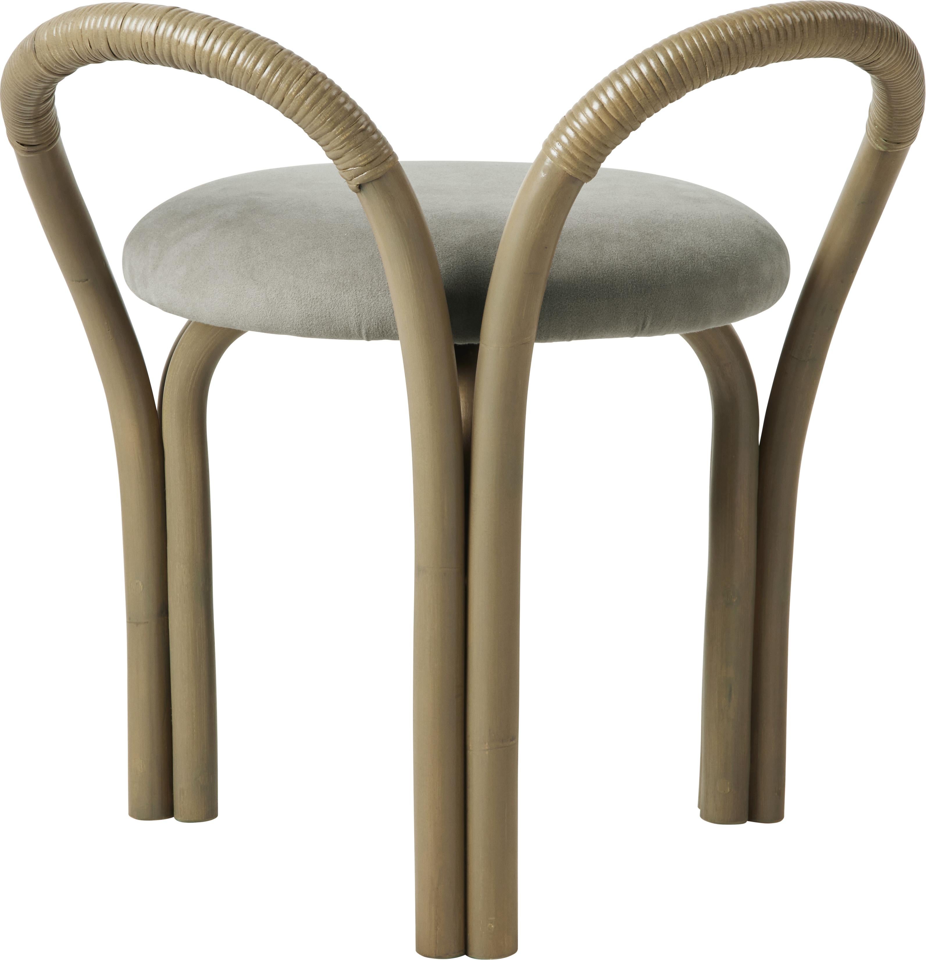 Contemporary 'Bistra' Stool in Olive Stained Rattan by AMDL Circle for GUBI For Sale