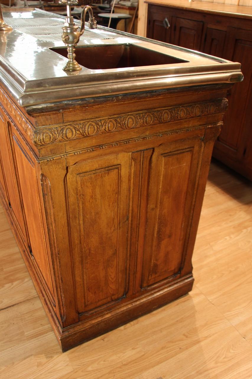 Barra de bar, encimera de zinc de principios del siglo XX con su cristalero en venta 1