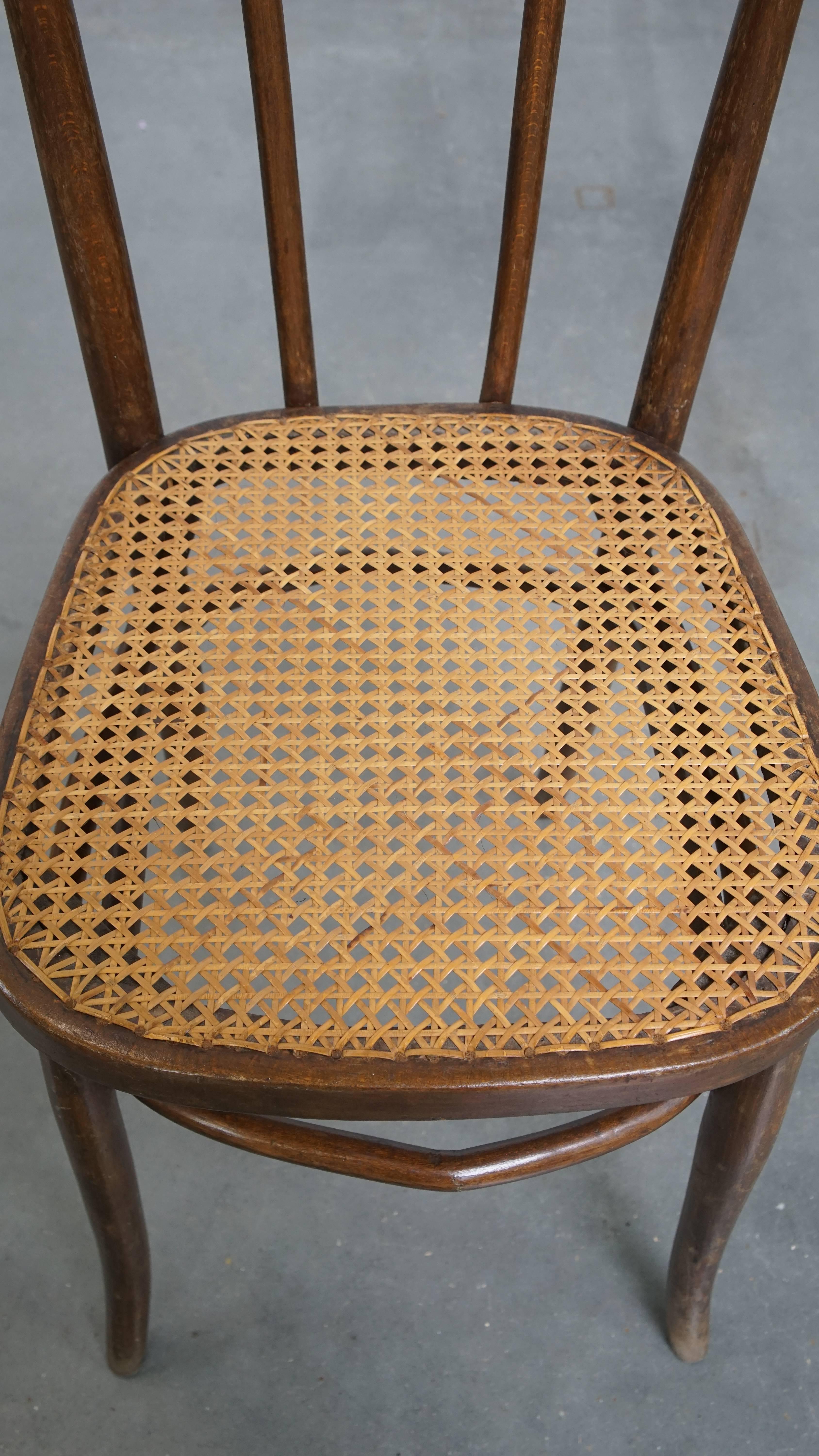 Bistro chair with a woven cane seat In Fair Condition For Sale In Harderwijk, NL