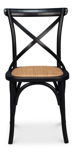 Bistro Dining Chairs in Black Bentwood with Cane Seats, Sets of 2