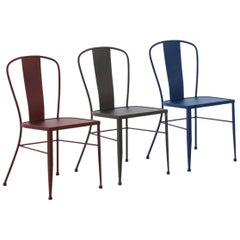 Bistro Garden Chairs in Colors Wrought Iron with Wood Seat