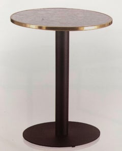 Bistro High Table in Wrought Iron with Marble and Brass Top, Indoor and Outdoor