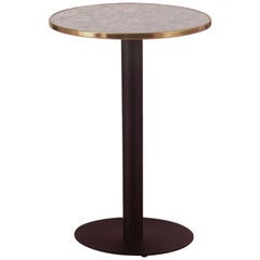 Table haute Bistro en fer forgé avec plateau en marbre et laiton:: pour intérieur et extérieur
