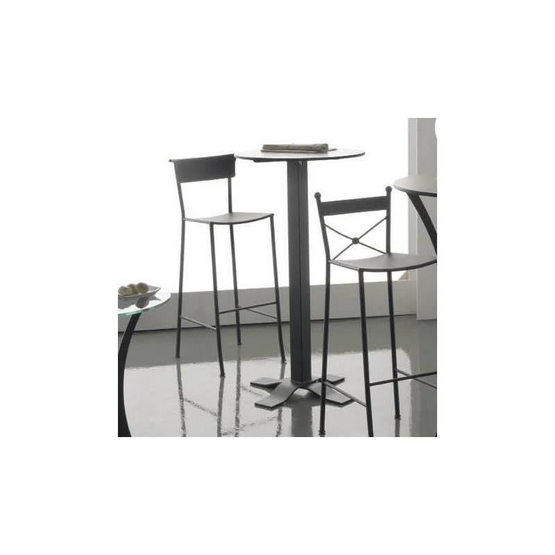 Moderne Table haute Bistro en fer forgé avec plateau en marbre. Extérieur et extérieur en vente