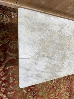Bistro Table in Cast Iron and White Carrara Marble, 20th Century