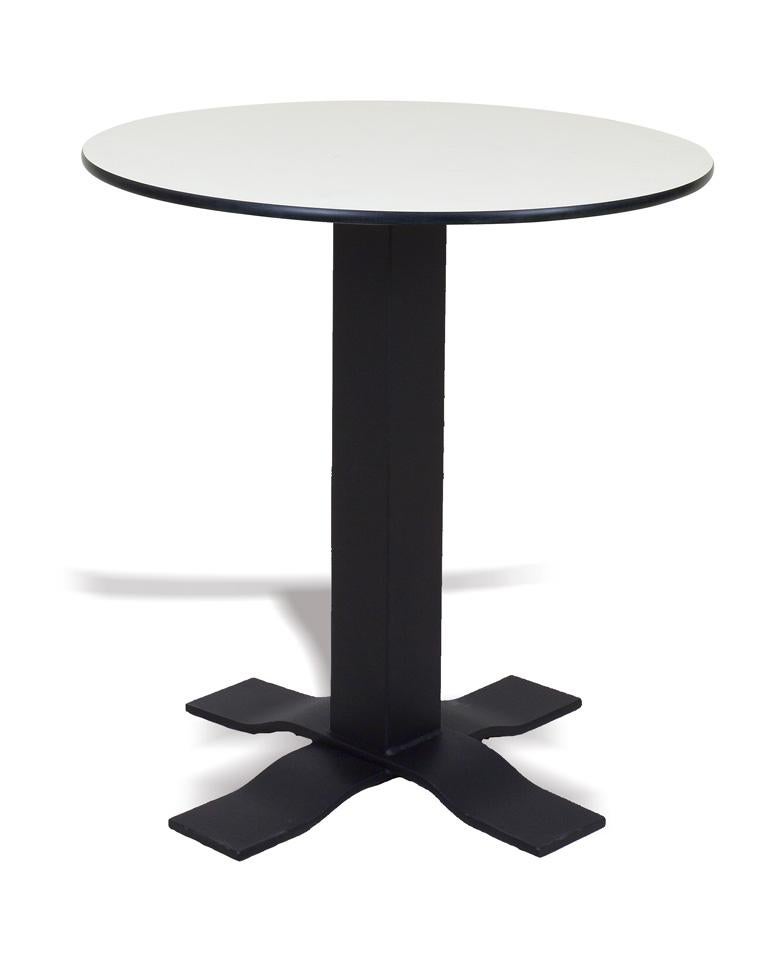 Modern Bistro Table in Wrought Iron with Marble and Brass Top Indoor and Outdoor For Sale