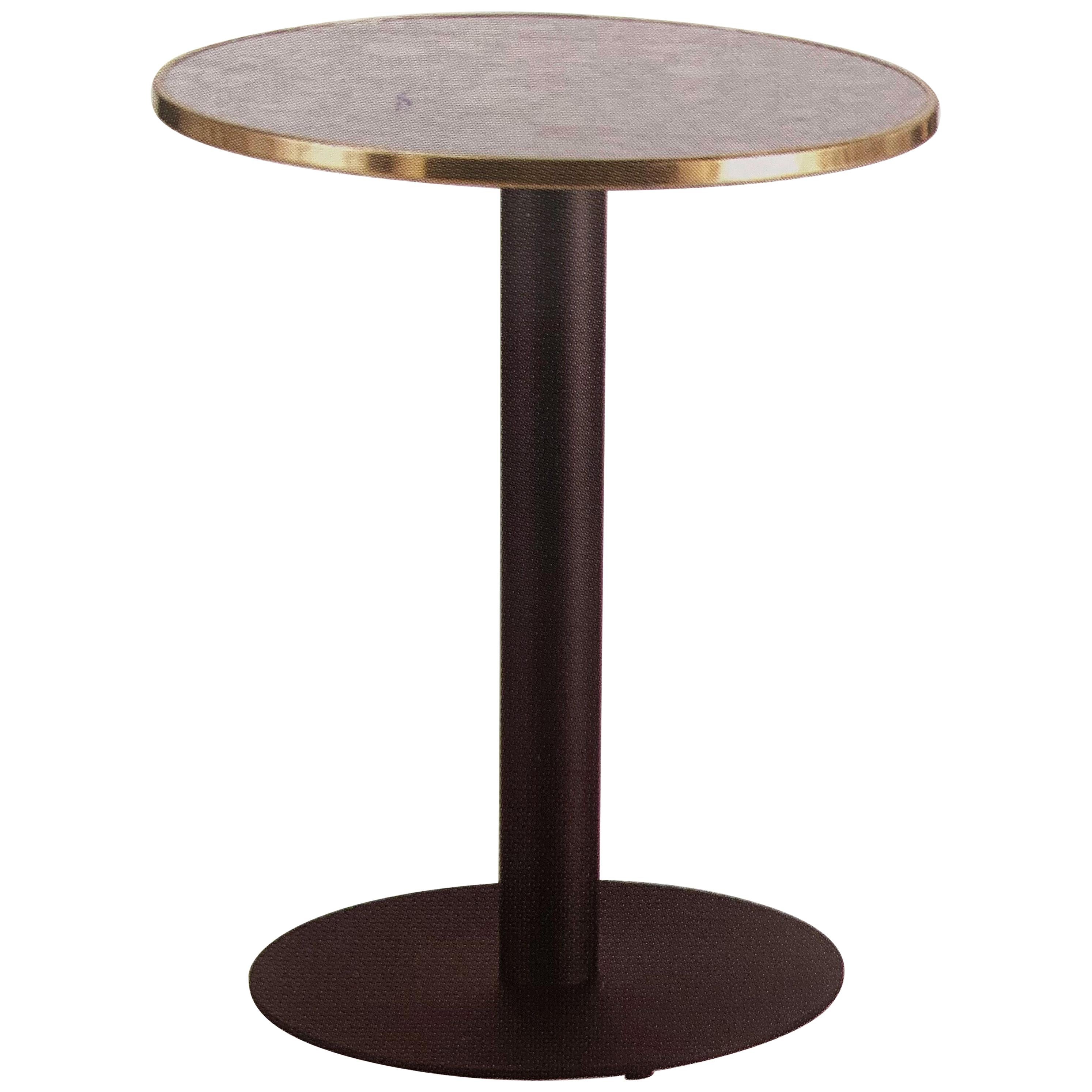 Bistro Table in Wrought Iron with Marble and Brass Top Indoor and Outdoor