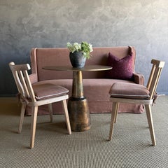 Aged Brass Finish Bistro Table, 31.5" Round, Modern Design, New, 21st Century