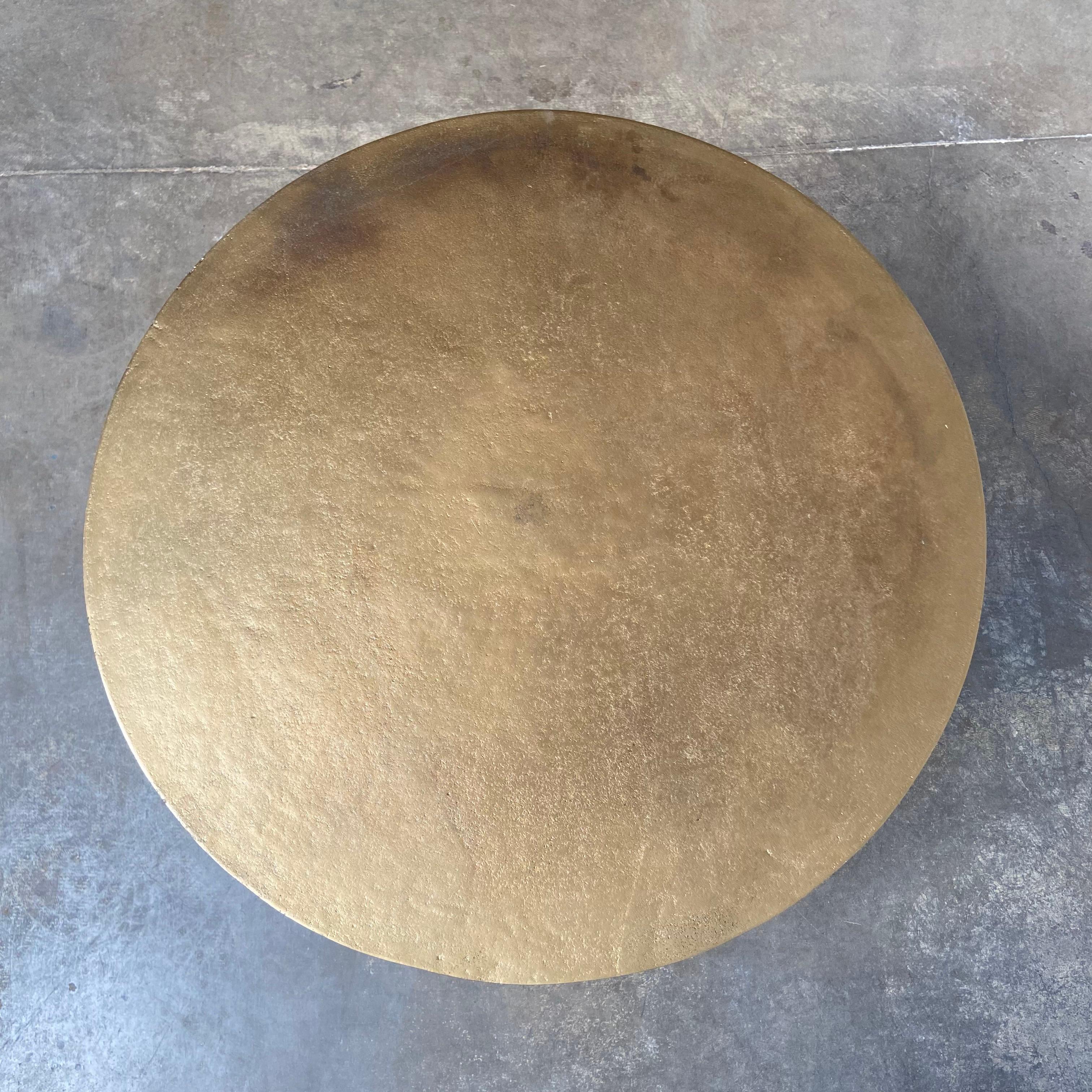 Contemporary Bistro Table or Entry Table in Aged Brass Finish