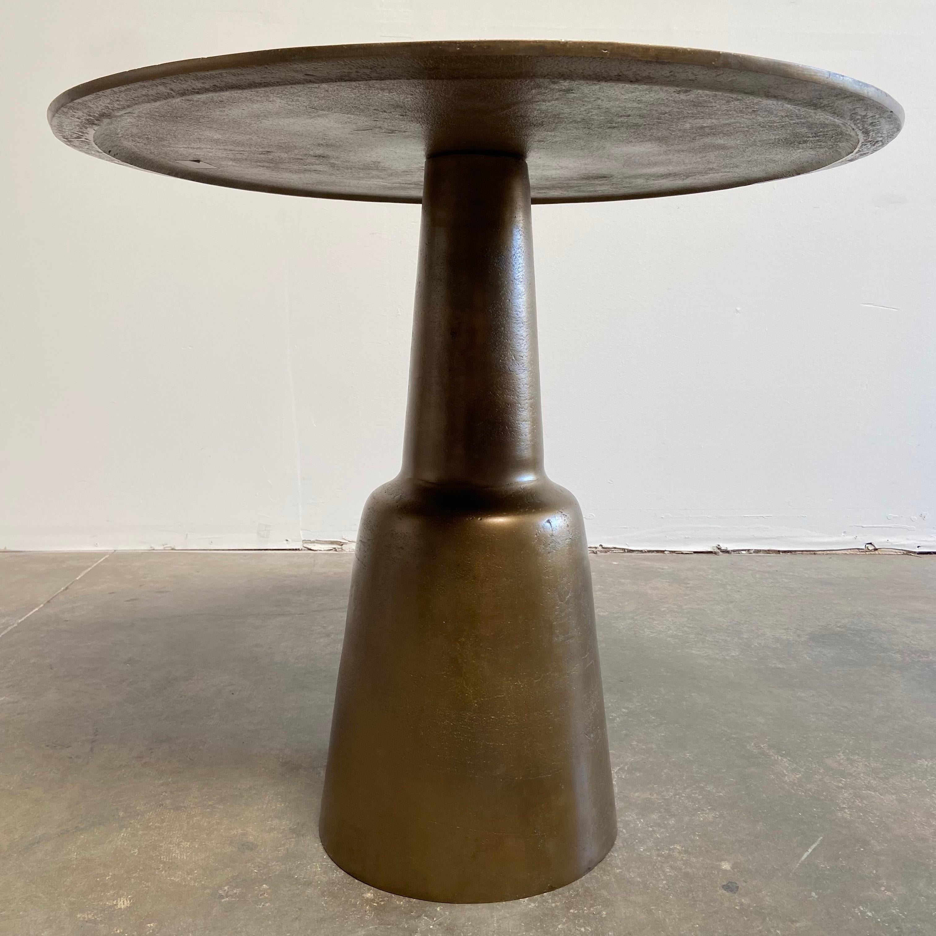 Metal Bistro Table or Entry Table in Aged Brass Finish