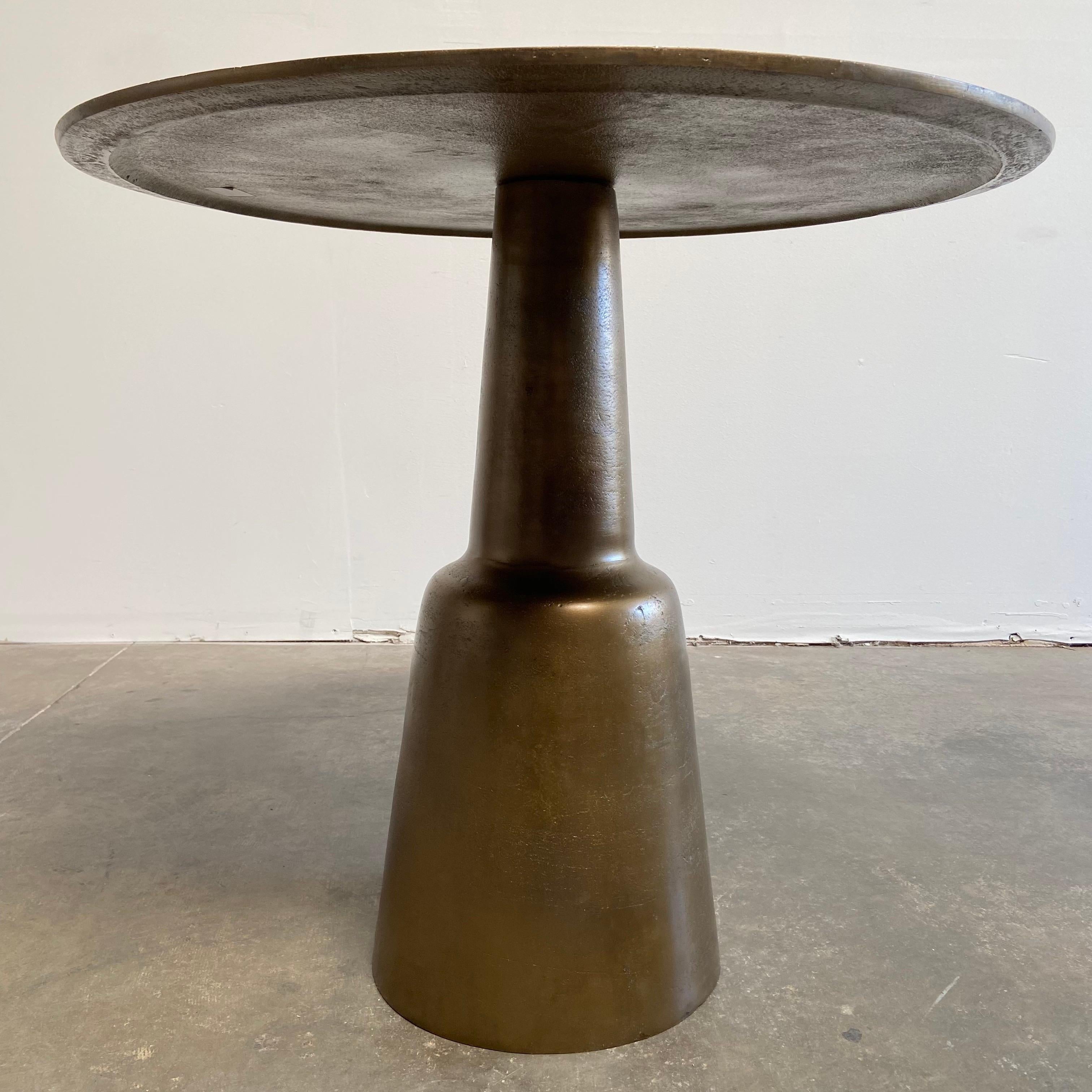 Metal Bistro Table or Entry Table in Aged Brass Finish For Sale