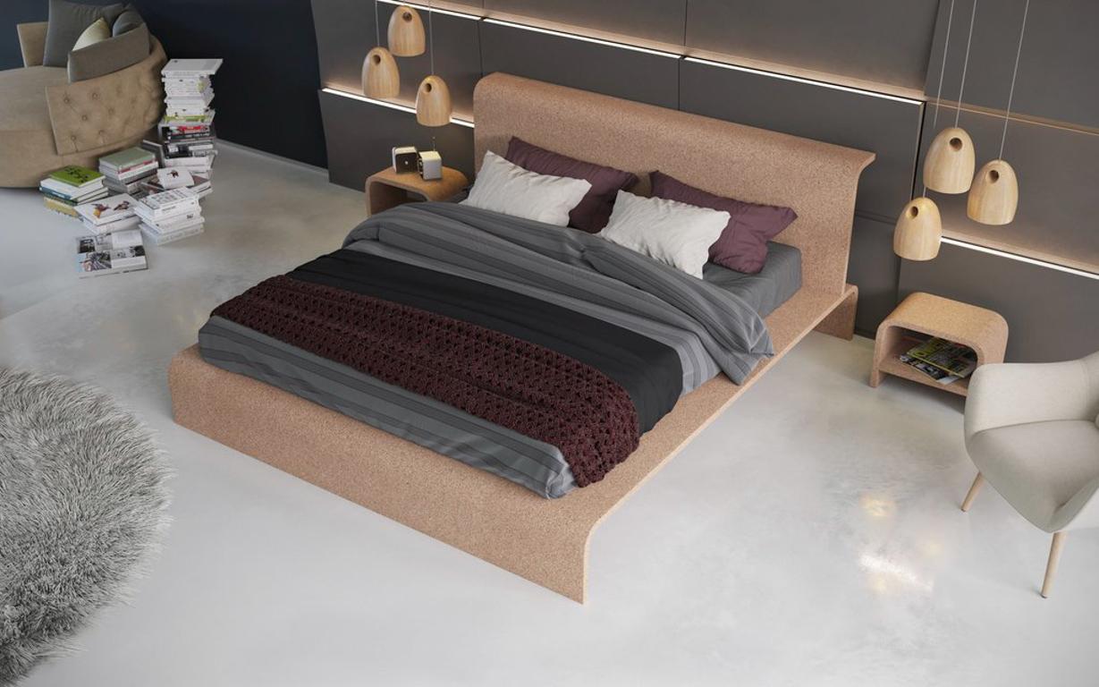 Modern BISU Cork Bed Frame by OTQ For Sale