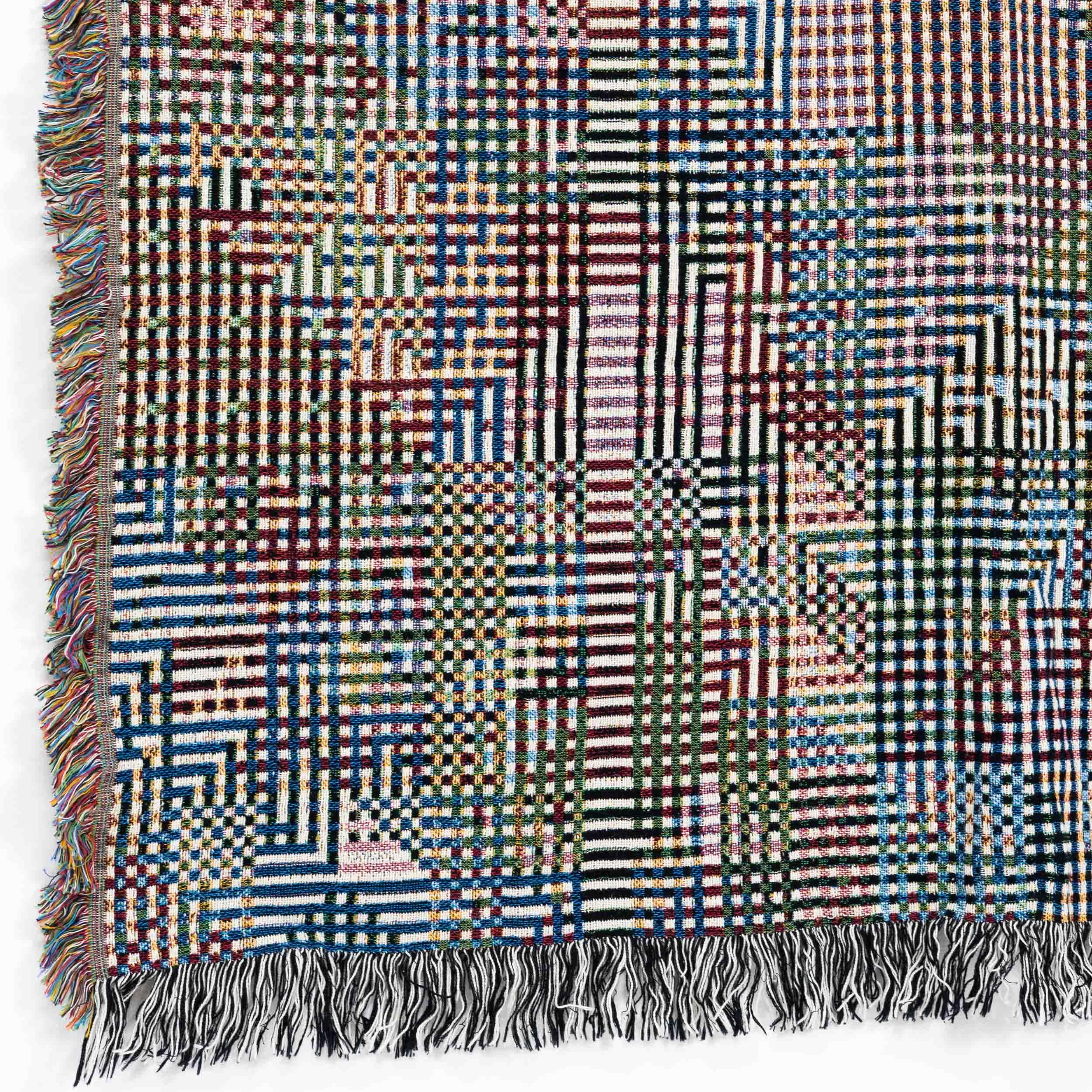 Bit Map 01, Luft Tanaka, Mehrfarbige Throw-Deckendecke aus gewebter Baumwolle mit grafischem Druck, 37