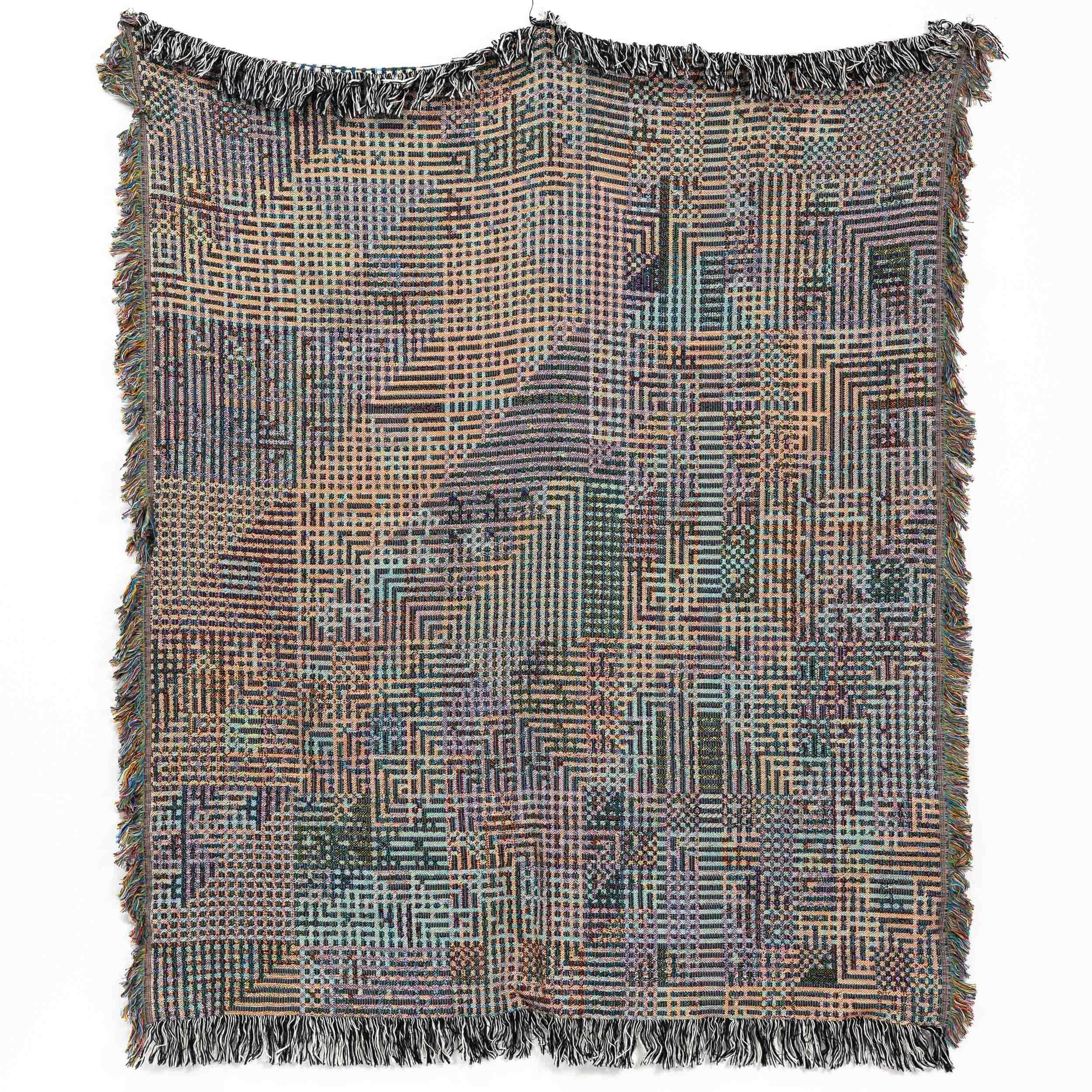 Bit Map 01, Luft Tanaka, Mehrfarbige Throw-Deckendecke aus gewebter Baumwolle mit grafischem Druck, 37