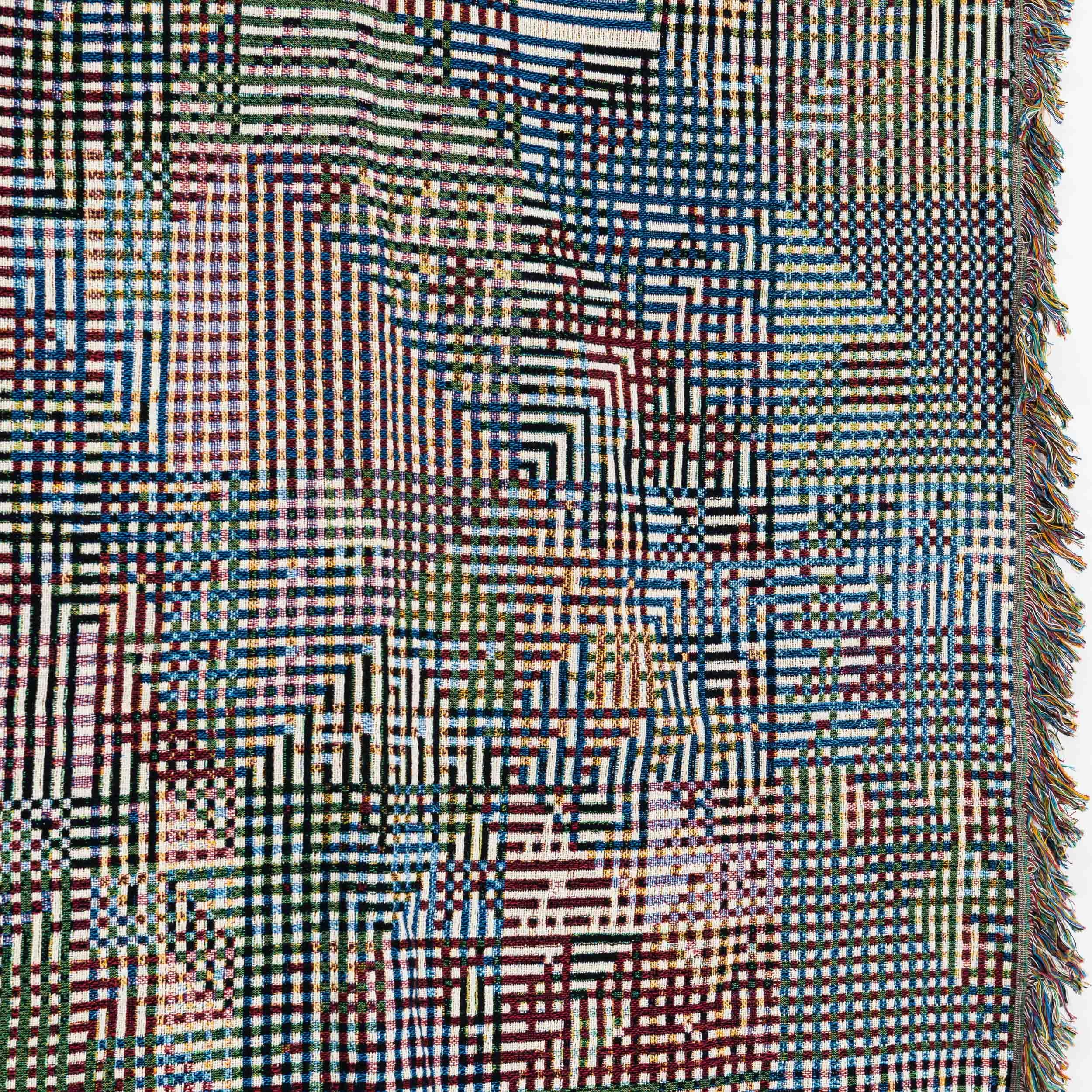 Américain Carte à mors 01, Luft Tanaka, couverture d'appoint en coton tissé graphique multicolore, 60