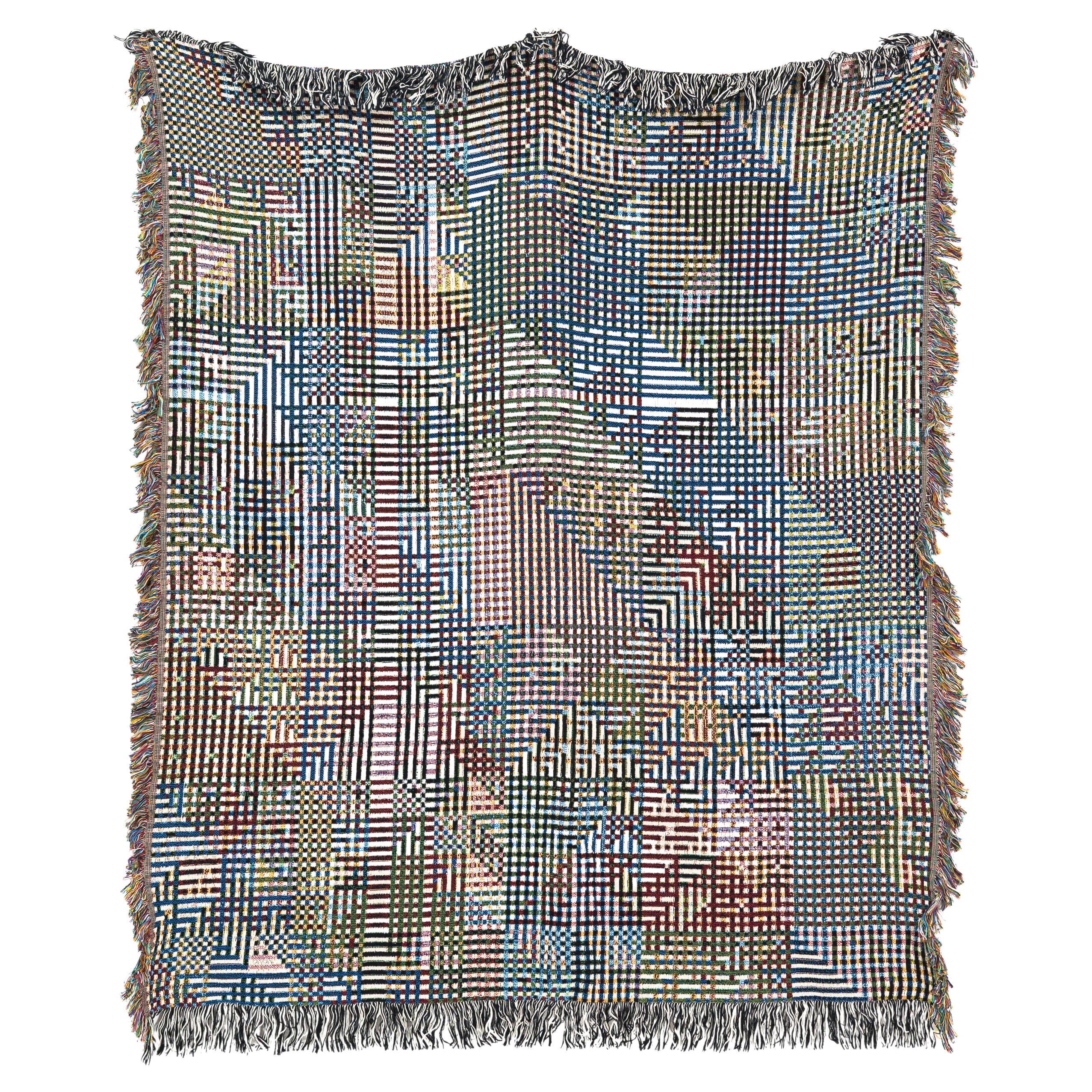 Bit Map 01, Luft Tanaka, Multicolor Graphic Woven Cotton Throw Blanket, 50"x60" For Sale