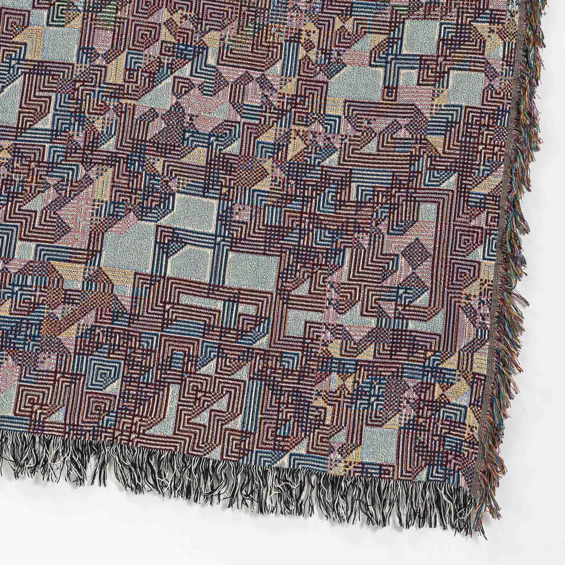 Tissage Série 02, tapisserie murale graphique et couverture décorative tissée moderne et multicolore en vente