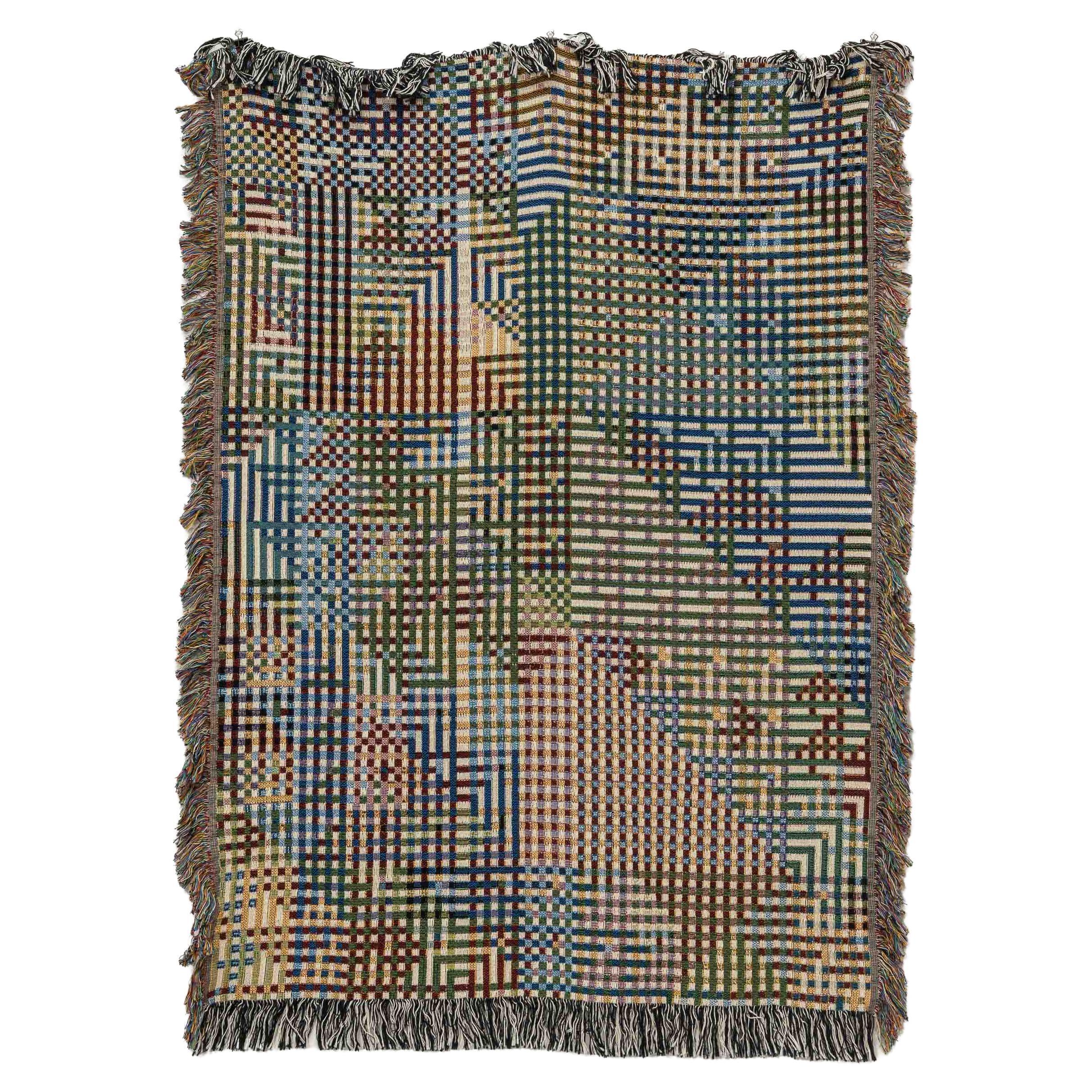 Bit Map Throw Blanket 03, 100% Cotton Woven Contemporary Pixel Art, 37"x52"