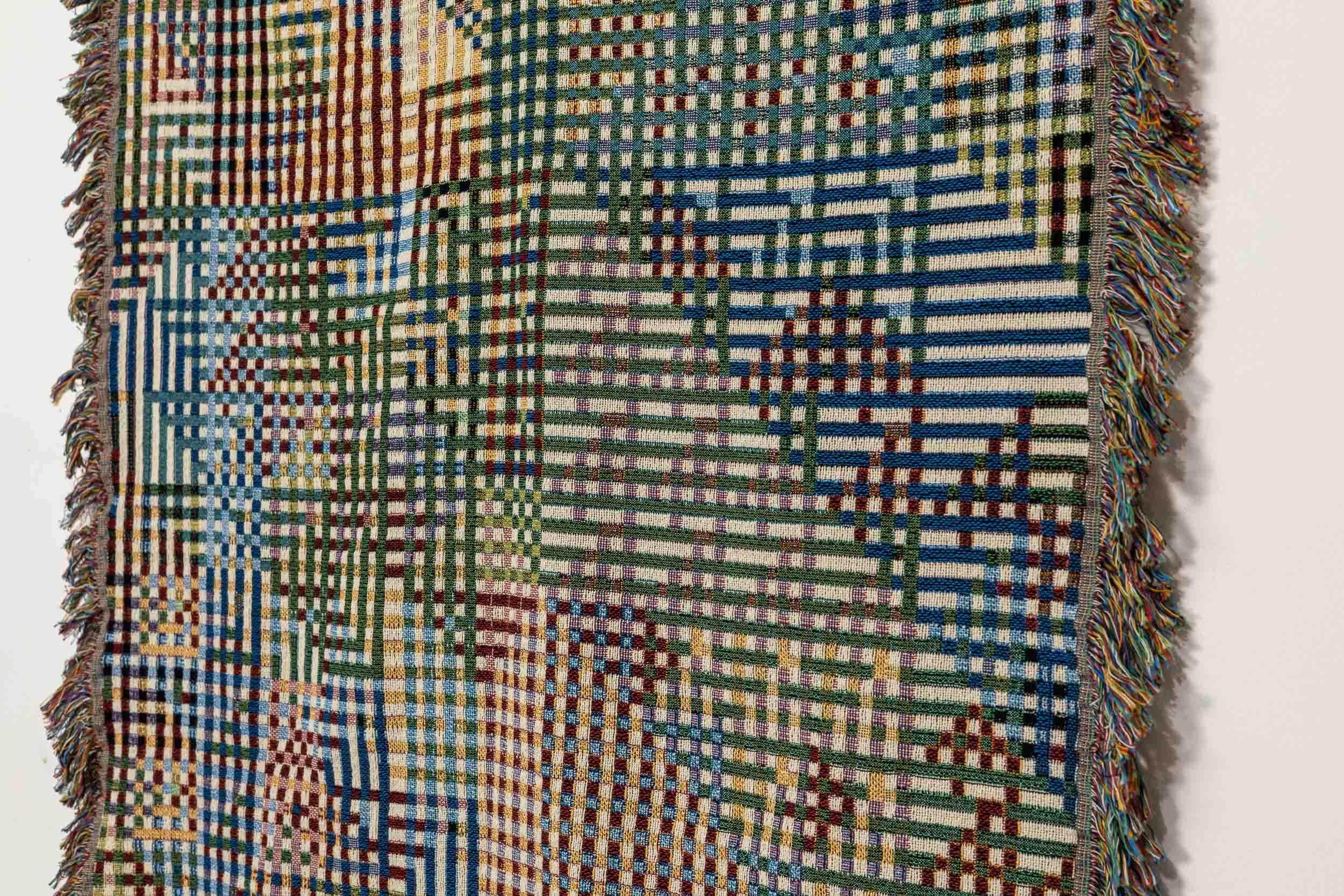 Modern Bit Map Throw Blanket 03, 100% Cotton Woven Contemporary Pixel Art, 50