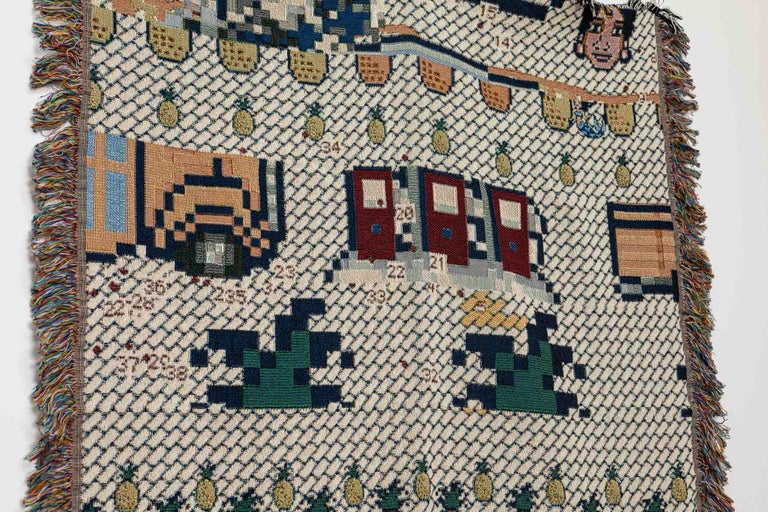 Bit Map Throw Blanket 04 Fun Colorful Digital 1990s Pixel Art, Kids, 100%  Cotton For Sale at 1stDibs