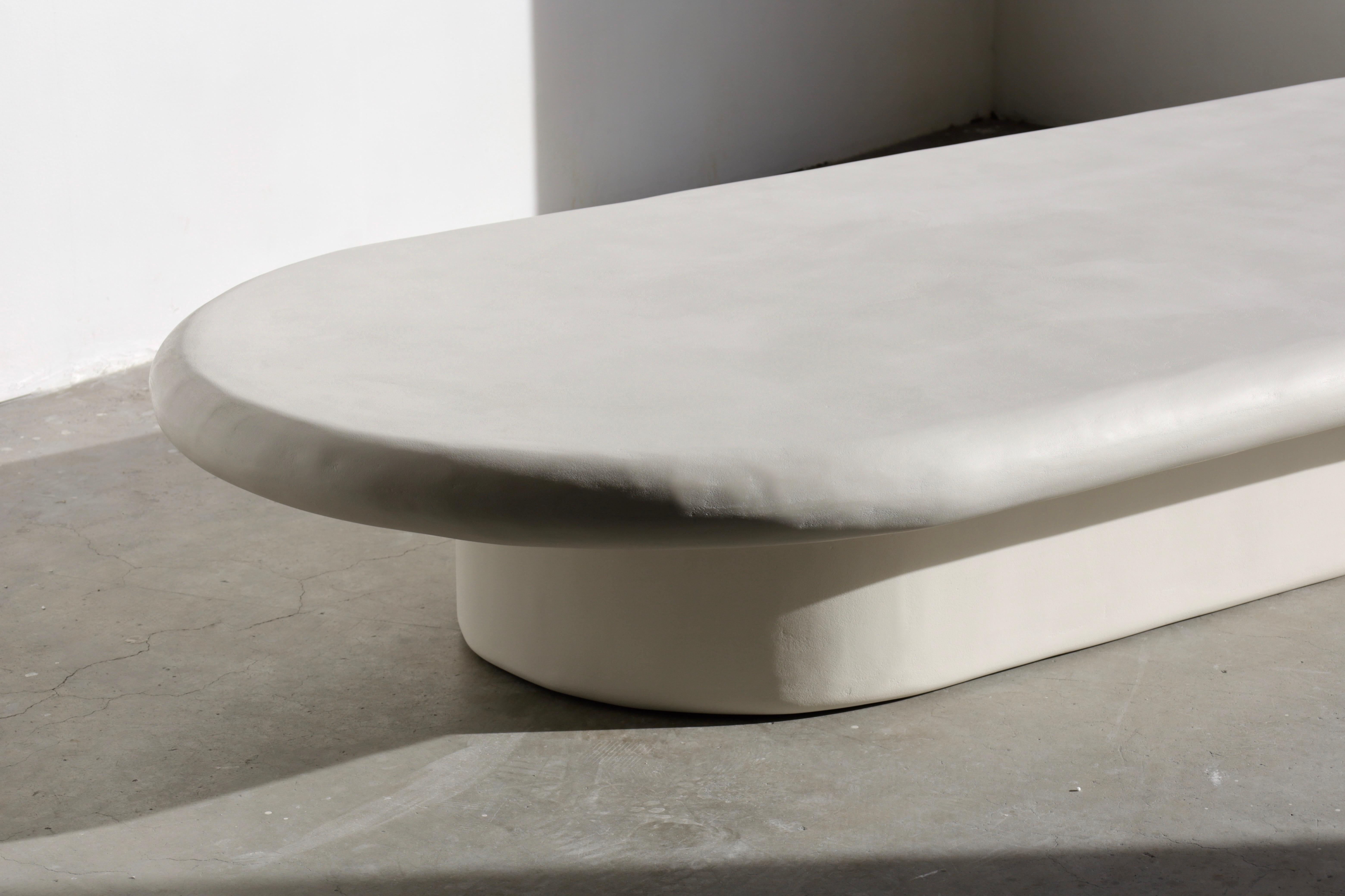 our most popular table, simple and sculptural statement piece. featured in light bone color.

each öken house studio piece is handmade & made to order by a small team of plaster artisans and we try to utilize local vendors as much as possible. 

we
