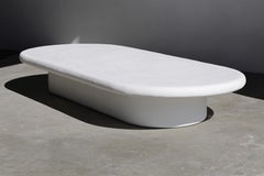 bita organic oval plaster coffee table in salt by öken house studios