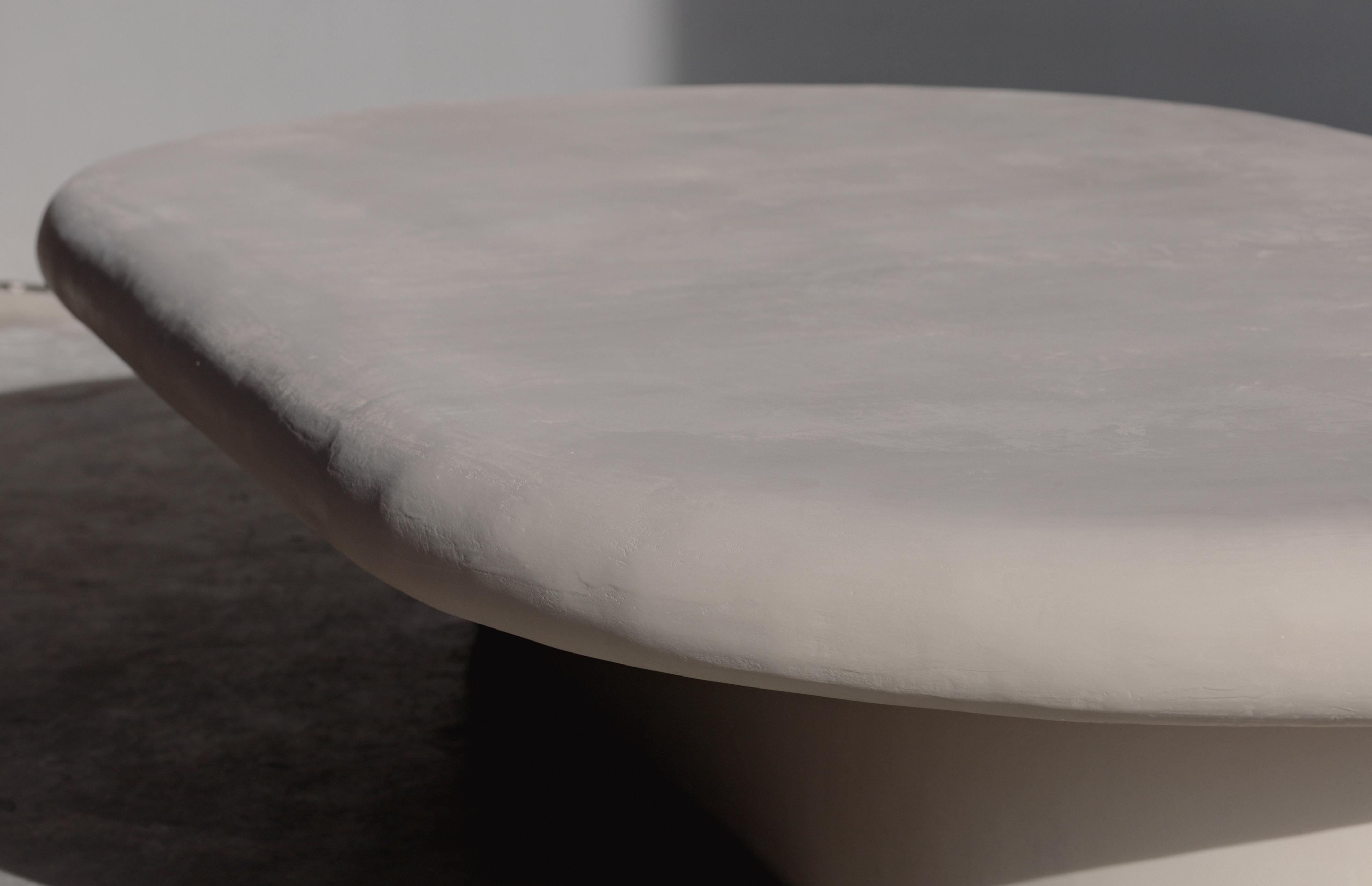 Minimalist bita organic oval plaster coffee table in gobi by öken house studios For Sale