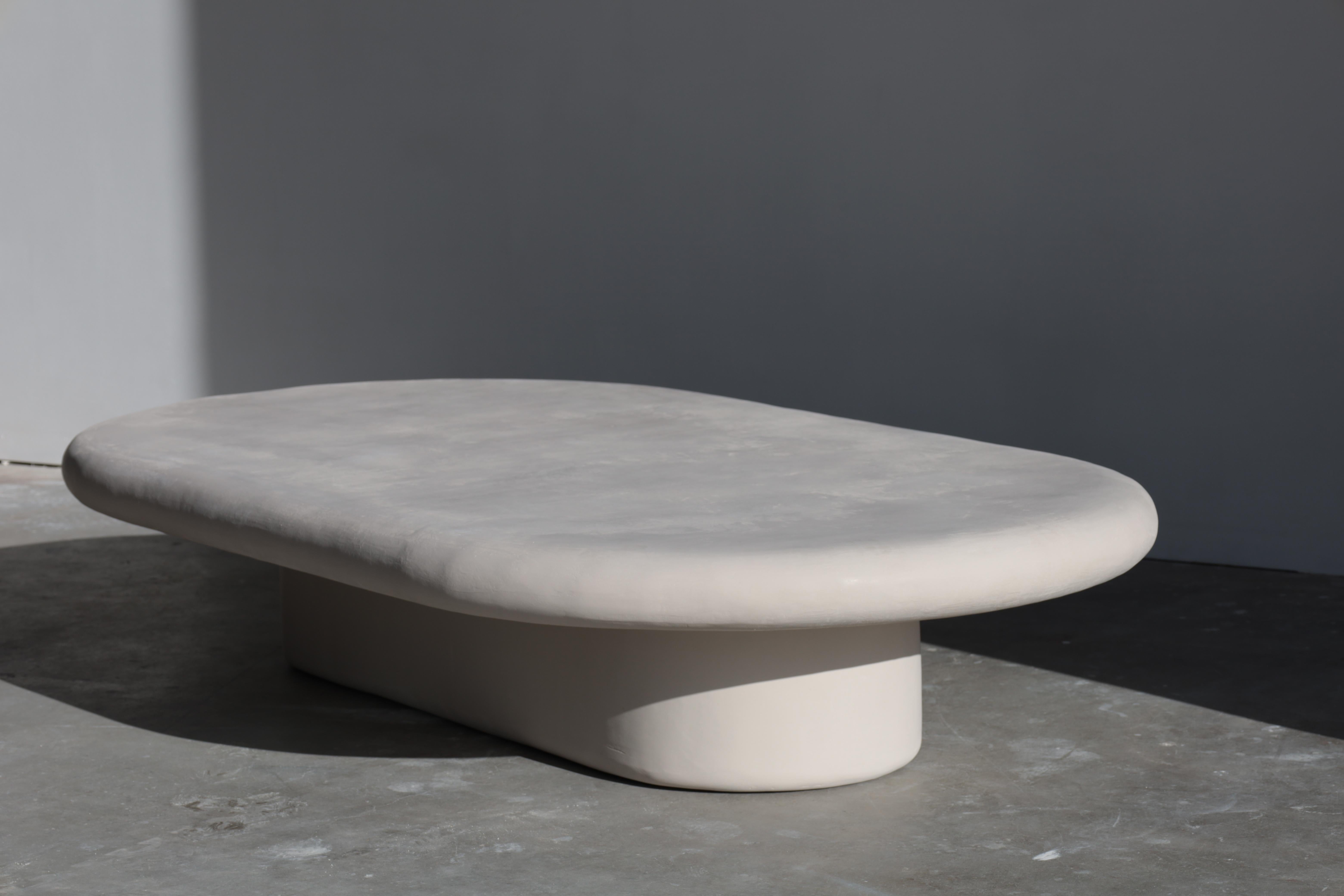American bita organic oval plaster coffee table in gobi by öken house studios For Sale