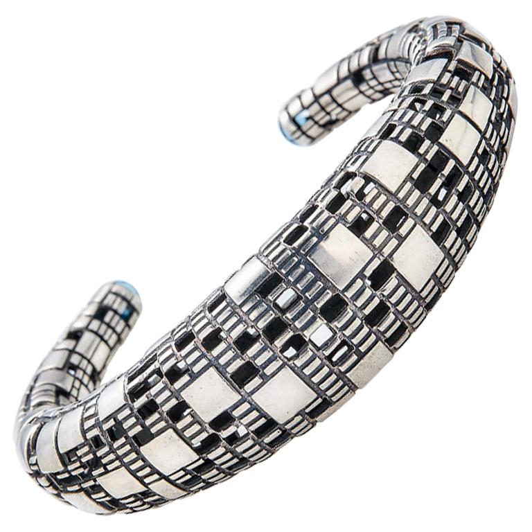 Bitcoin Blockchain Silver Cuff Bracelet