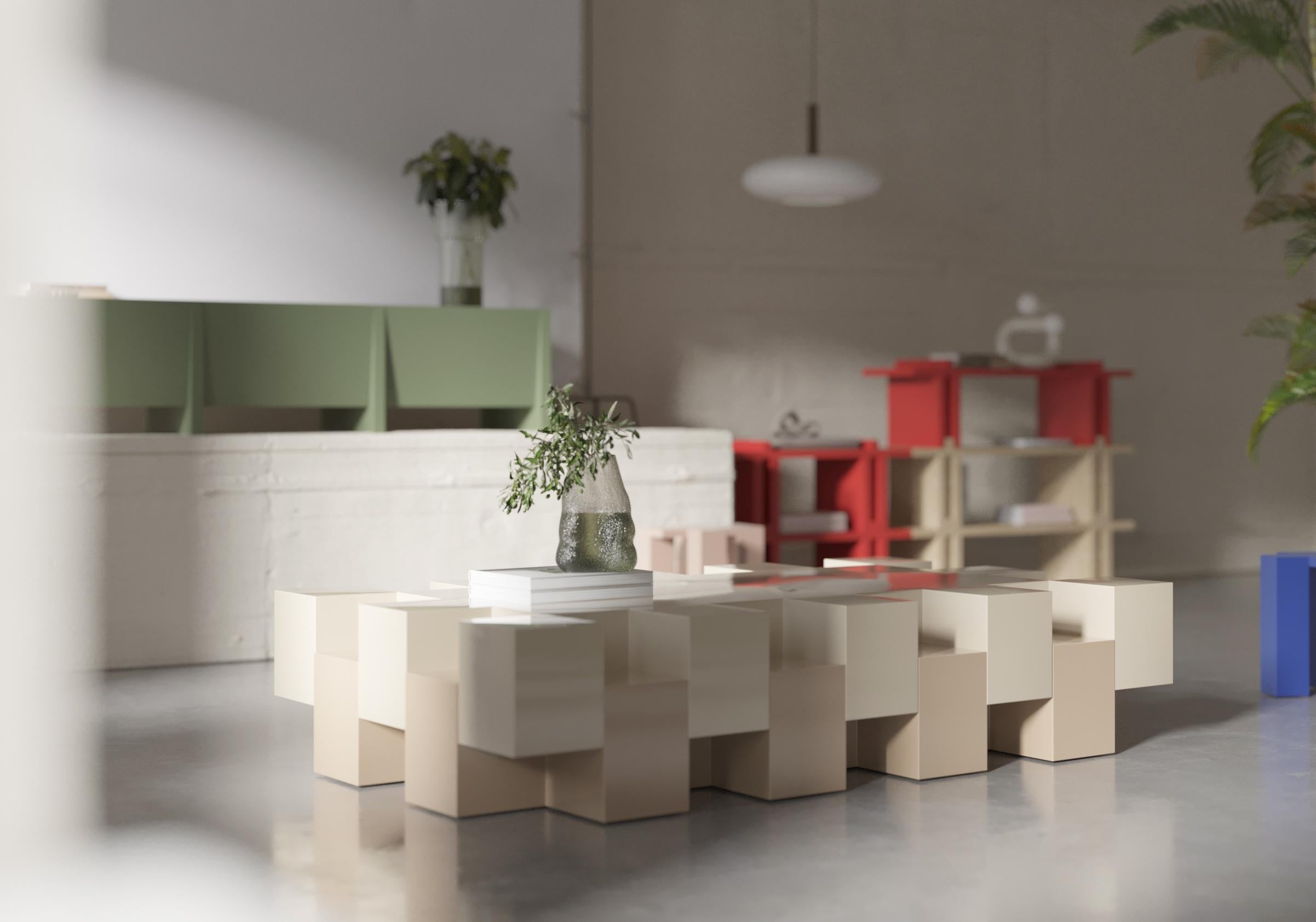 Travail du bois Table basse Bite beige Hermhaus en vente