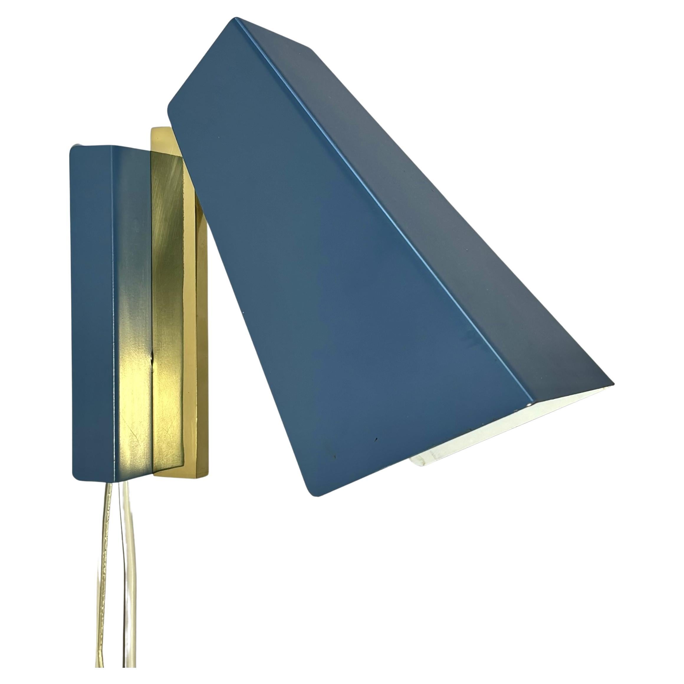 BITO, geometric minimalist wall lamp model S435, brass and steel, Denmark, 1970s