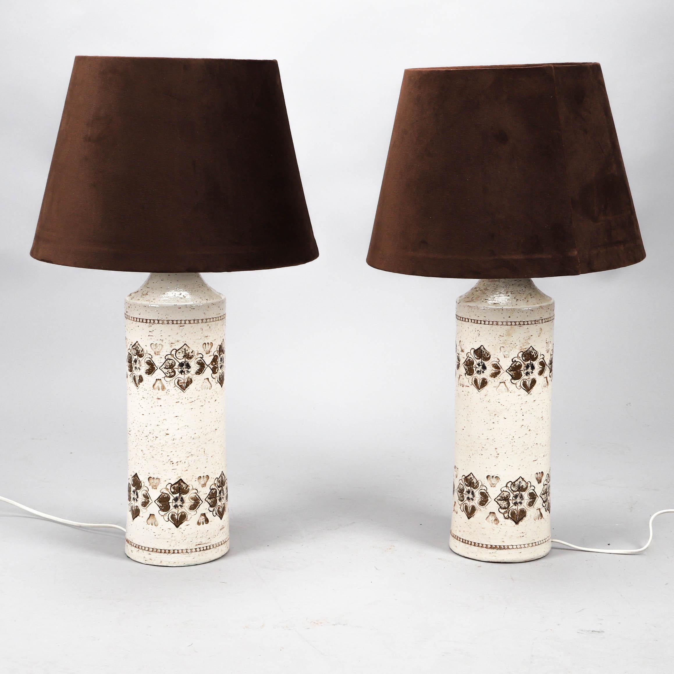 20th Century Bitossi lamps for Bergboms a pair in Ceramic Italy 1960 signed For Sale