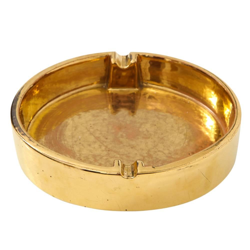 Bitossi Keramischer Aschenbecher Gold Berkeley House Signiert Italien:: 1960er Jahre (Moderne der Mitte des Jahrhunderts)