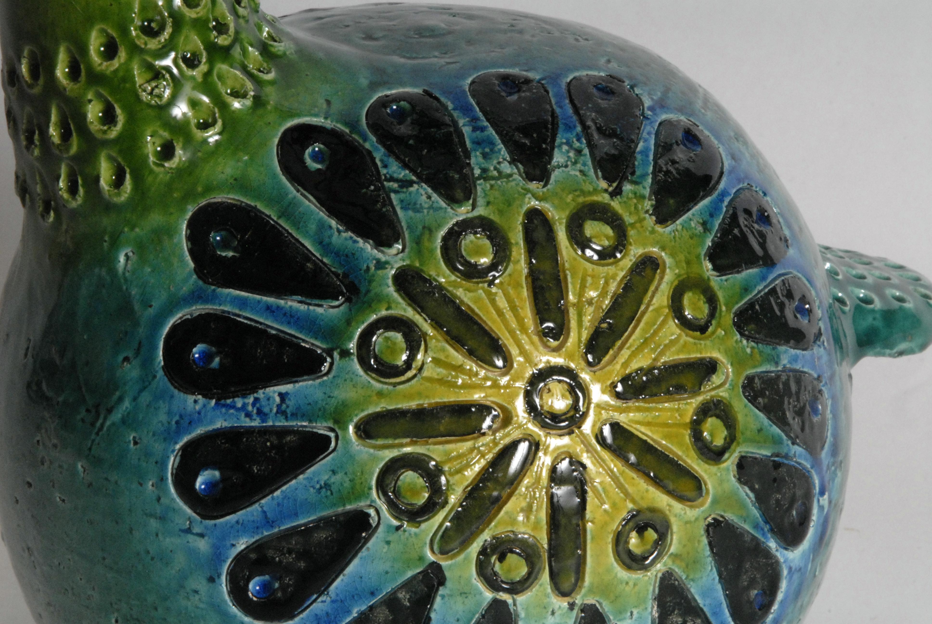 Hand-Crafted Bitossi Aldo Londi Bird Grenn and Yellow, Italy, circa 1968