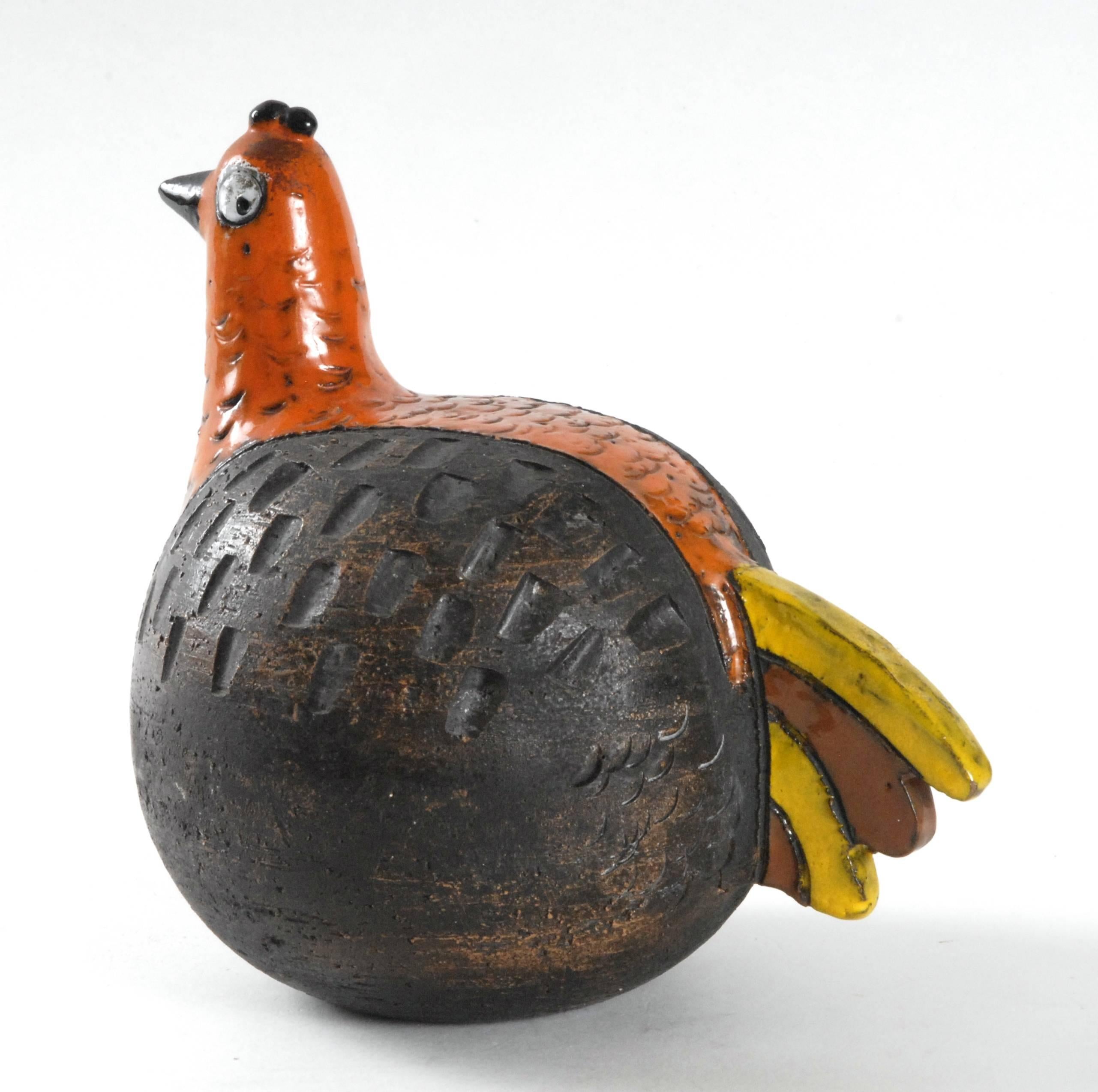 Italian Bitossi Aldo Londi Bird in Brown and Orange, Italy, circa 1968