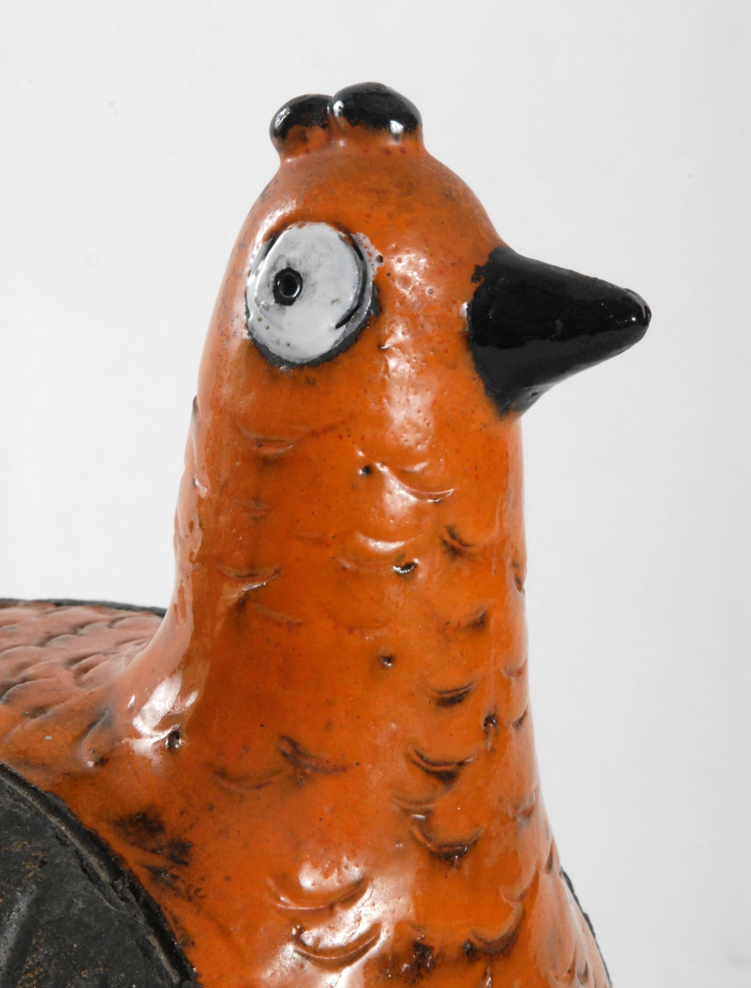 Bitossi Aldo Londi Bird in Brown and Orange, Italy, circa 1968 In Excellent Condition In Pymble, NSW