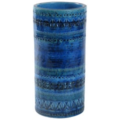 Bitossi Aldo Londi Blue Cylinder Vase, Italy, circa 1968